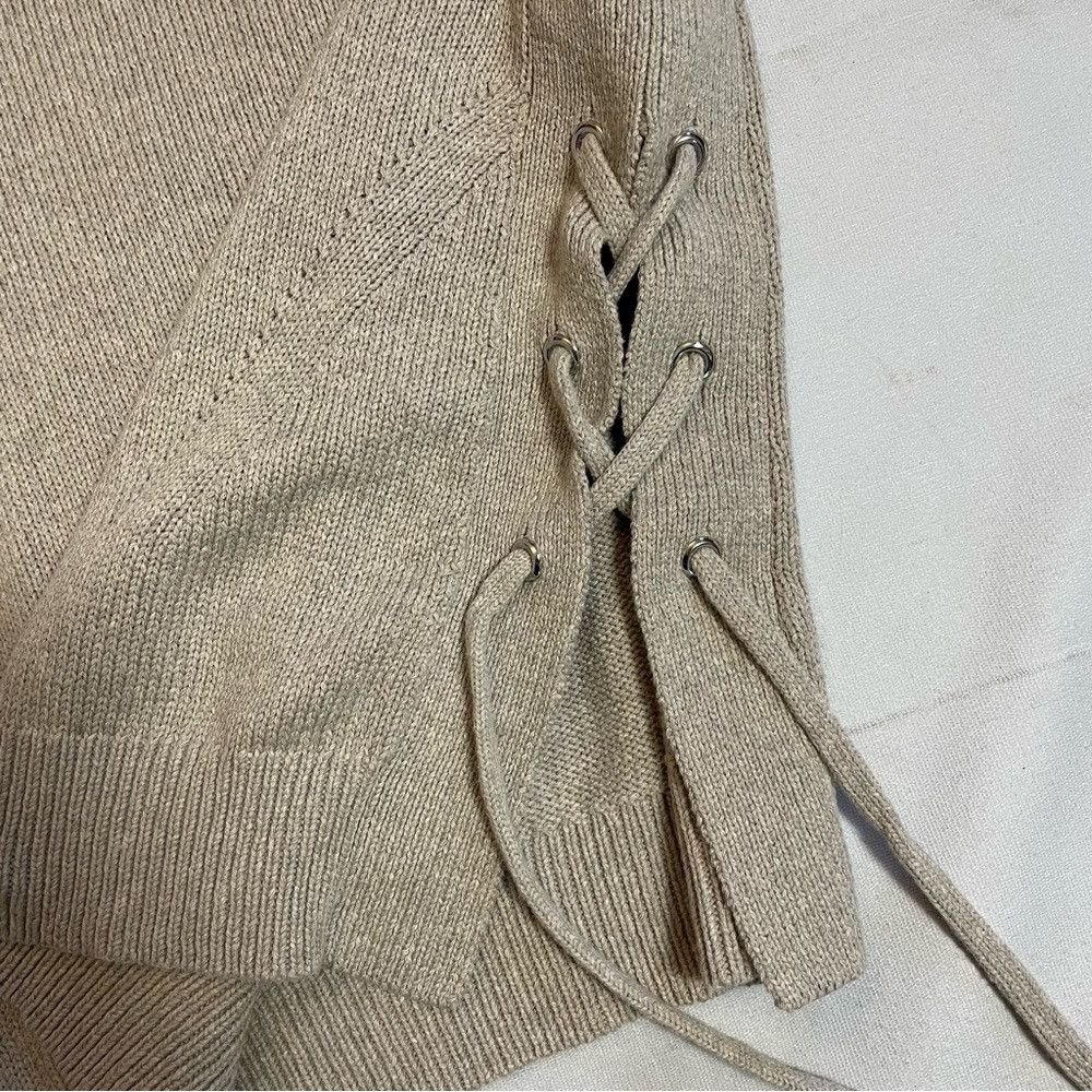 Ann Taylor Ann Taylor Side Tie Sleeveless Beige Cotton Blend Sweater T Size L / US 10 / IT 46 - 8 Thumbnail