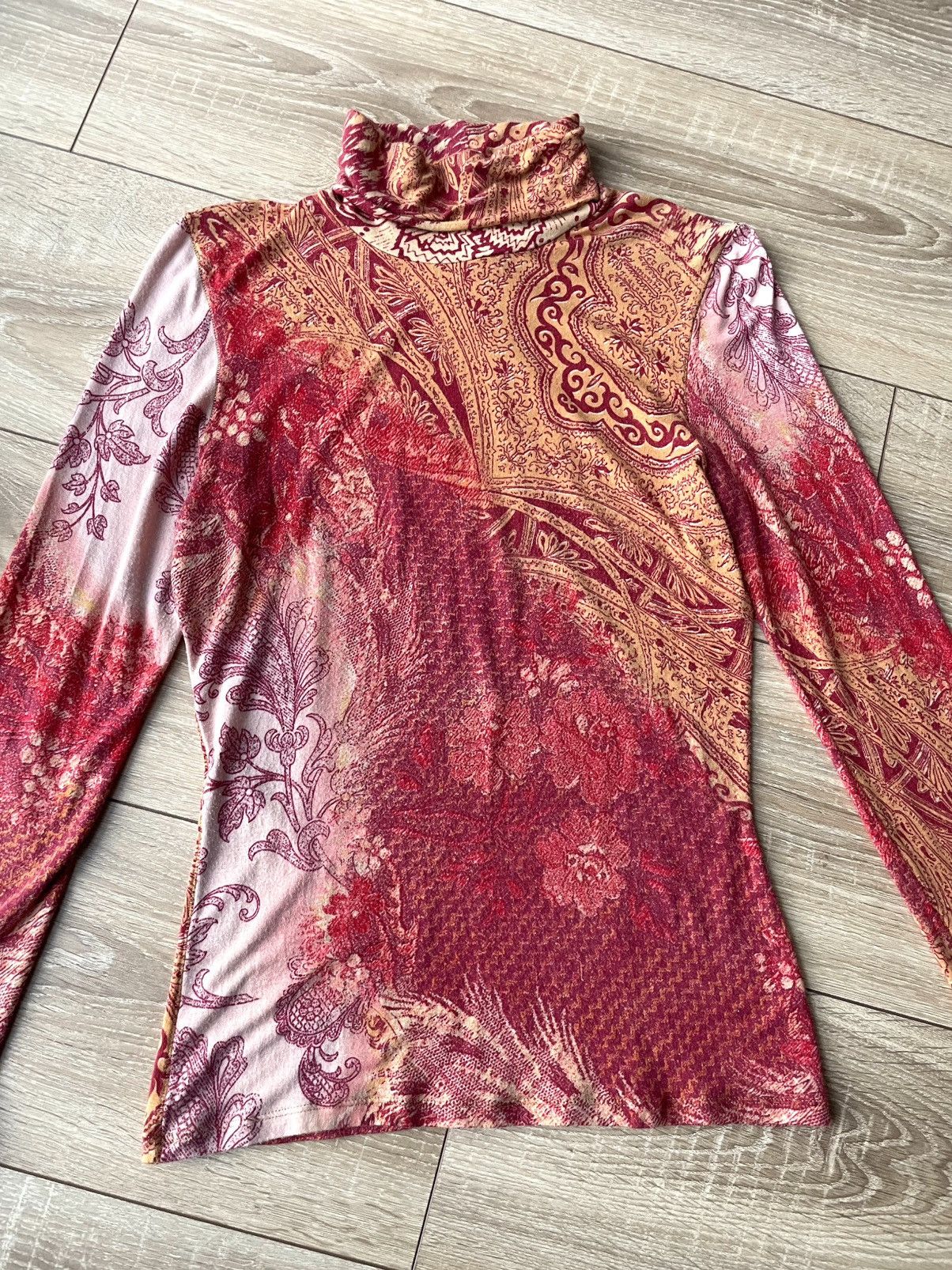 Roberto Cavalli Vintage Roberto Cavalli Class Paisley Top Turtleneck Shirt Size L / US 10 / IT 46 - 2 Thumbnail