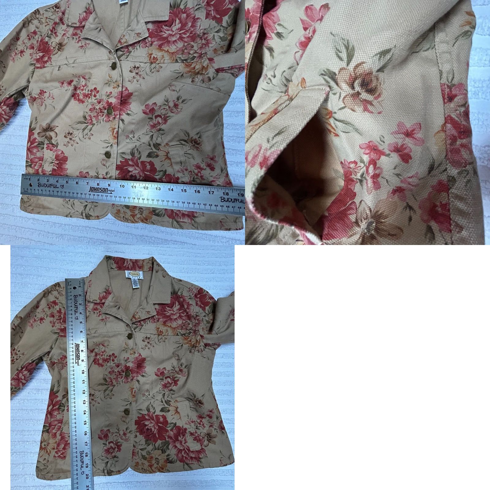 Talbots Talbots Blazer Shirt Womens Petite Floral Button Front Lightweight Lined Tan PS Small — Casual Jacket Feminine PS Womens Size 28" / US 6 / IT 42 - 8 Thumbnail