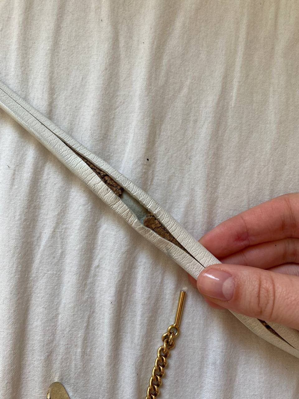 Vintage Vintage leather white belt Size ONE SIZE - 4 Thumbnail