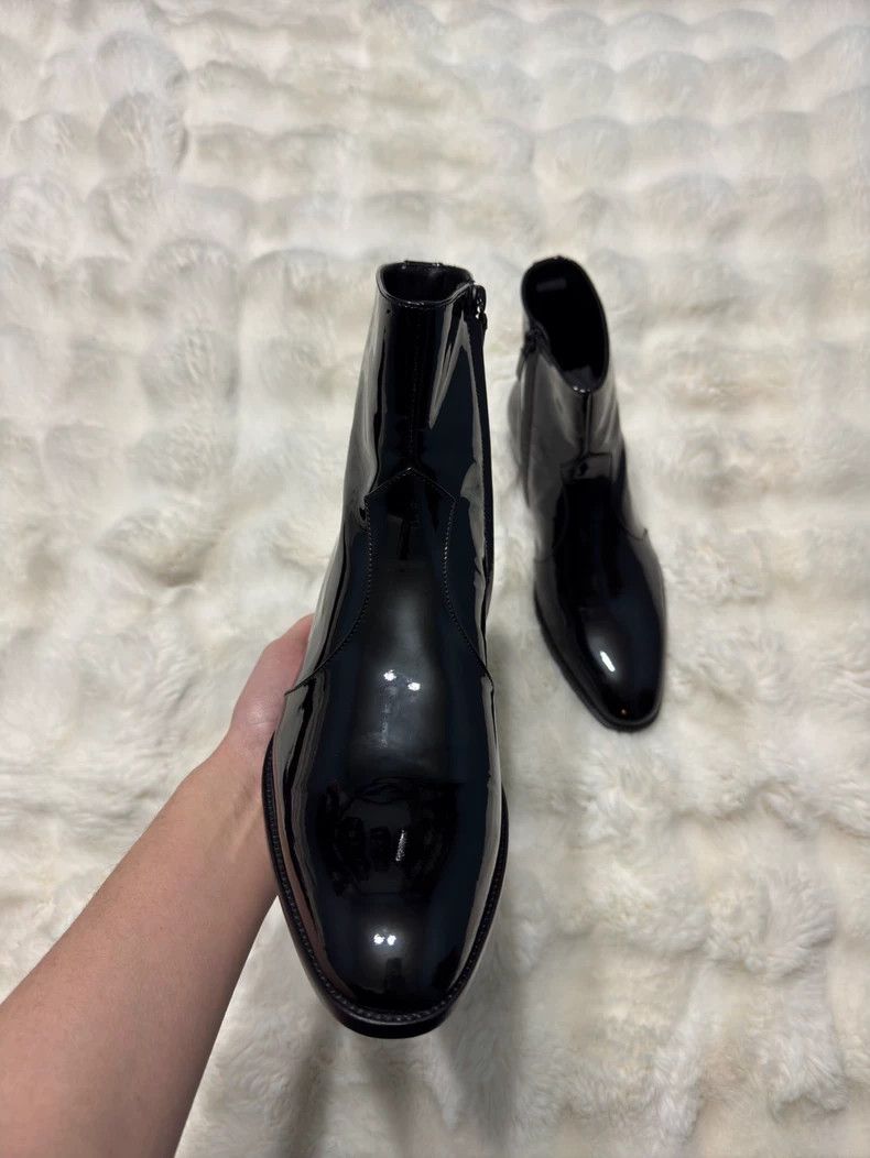 Saint Laurent Paris Saint Laurent Paris Patent Leather Show Men's Boots 2505-Ne Size US 8 / EU 41 - 9 Thumbnail
