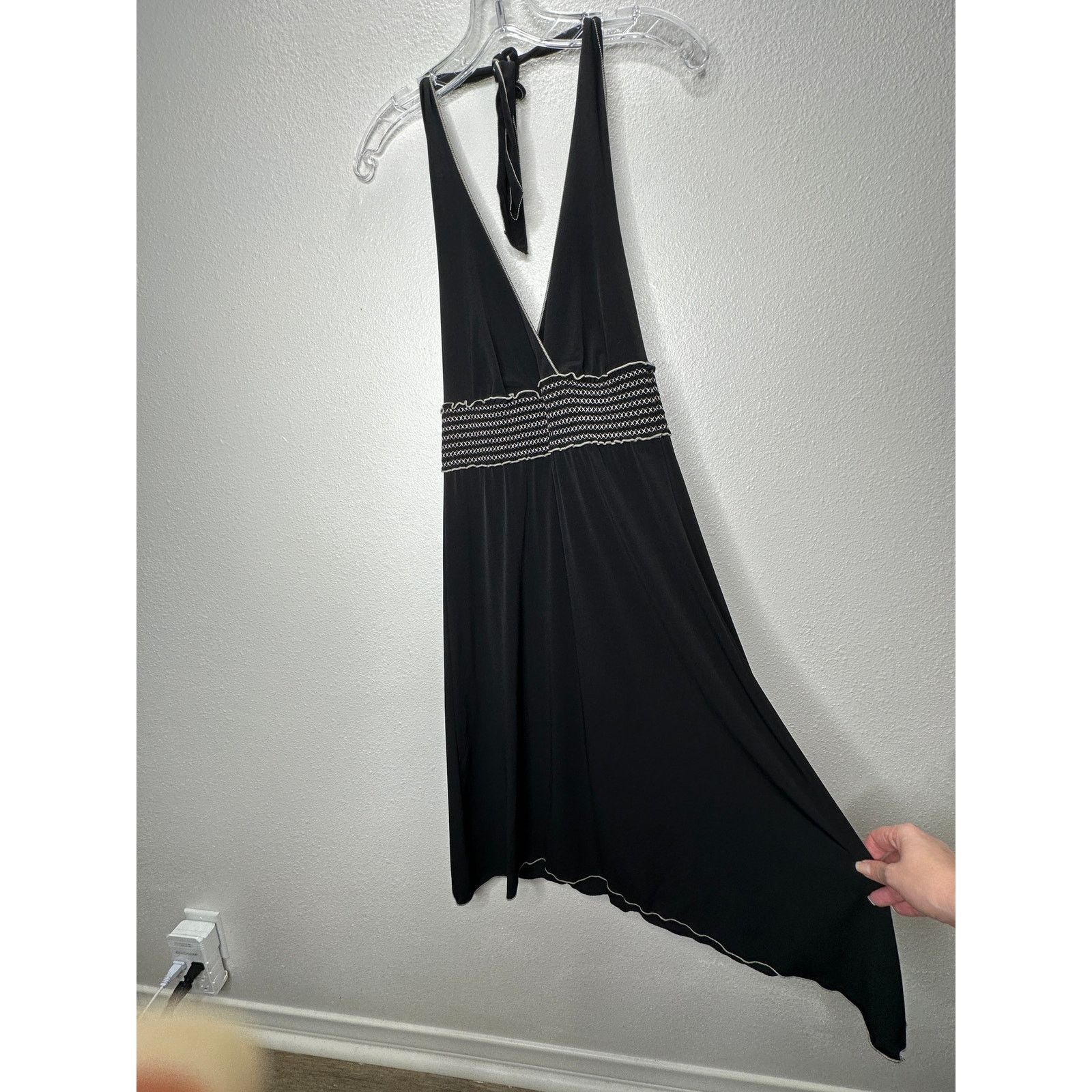 Other Studio M Black Halter Open Back White Smocked Dress S Size S / US 4 / IT 40 - 2 Thumbnail