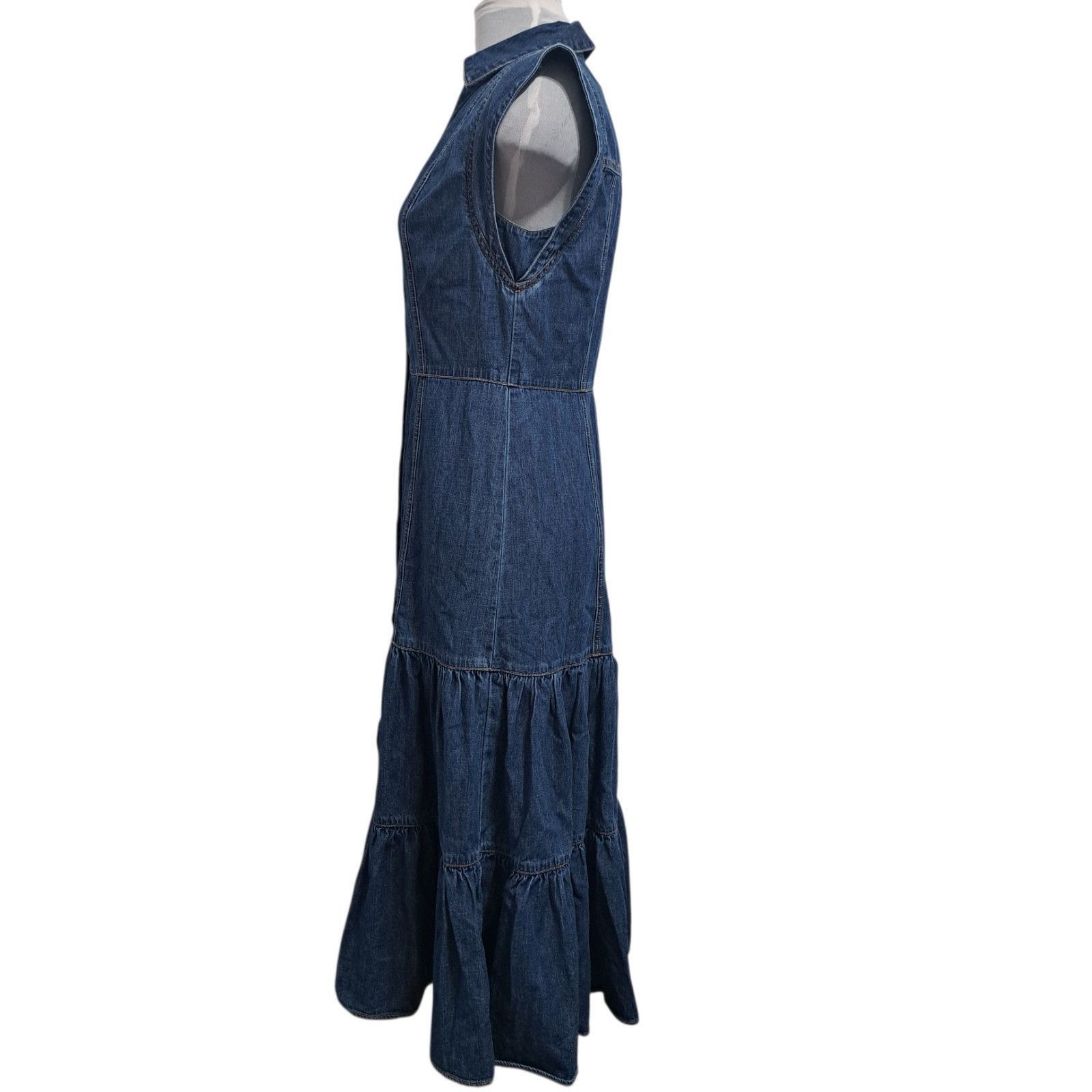Veronica Beard Veronica Beard Jeans Button Front Closure Cap Sleeve Tiered Size M / US 6-8 / IT 42-44 - 3 Thumbnail