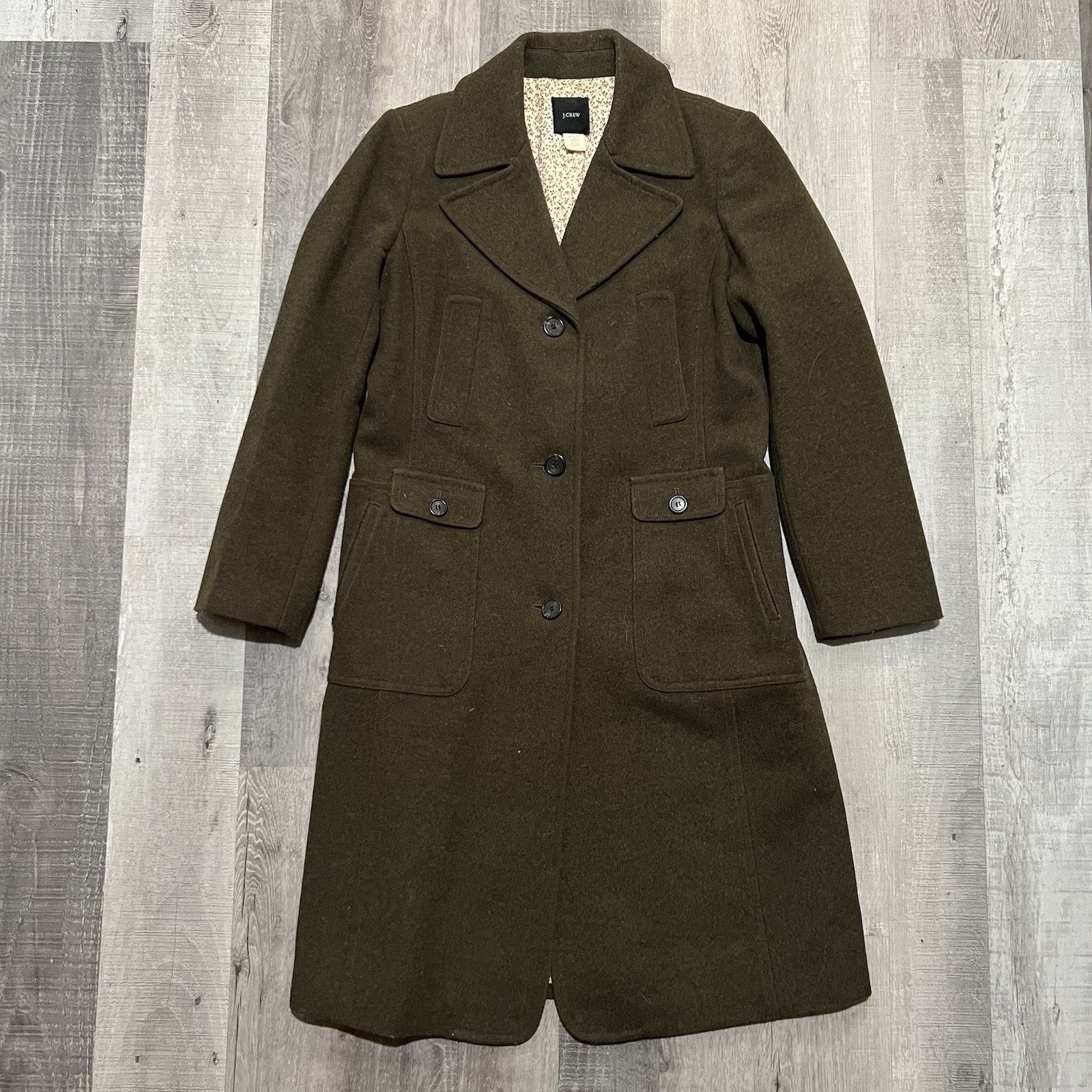 J.Crew VTG J Crew Womens Wool Car Military Long Trench Overcoat 40" Size M / US 6-8 / IT 42-44 - 1 Thumbnail