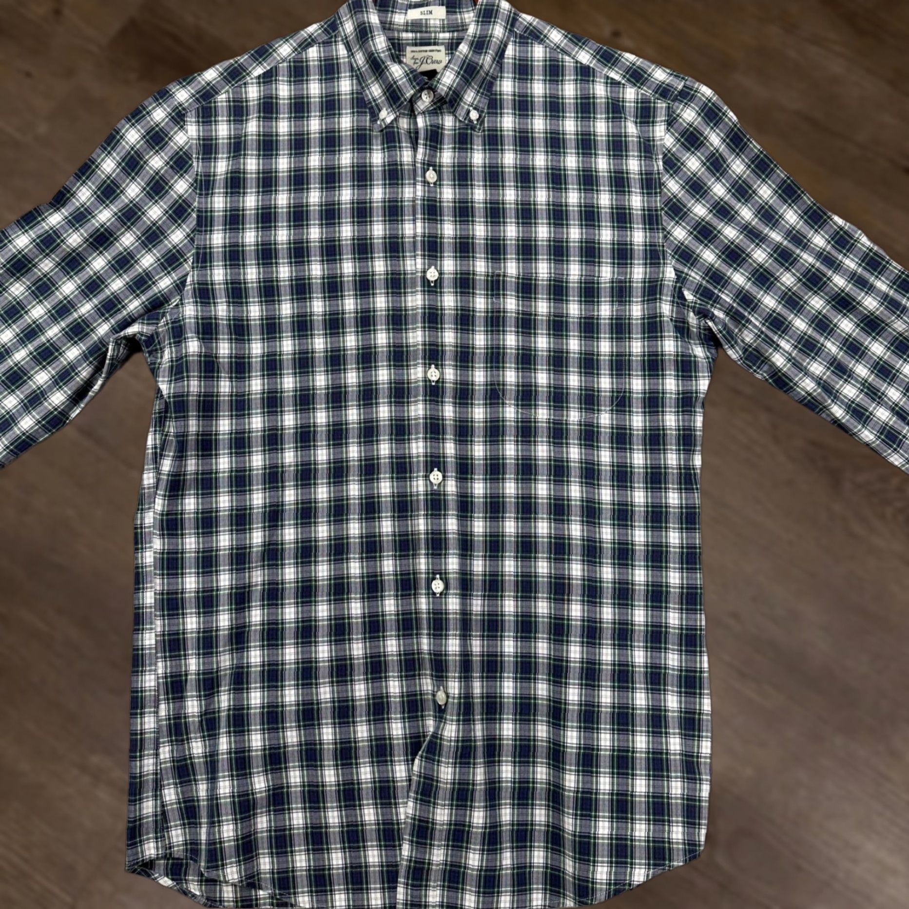 J.Crew J.CREW Shirt Button-Down Mens Medium Blue Slim Plaid Cotton Pocket Long Sleeve Size US M / EU 48-50 / 2 - 1 Thumbnail
