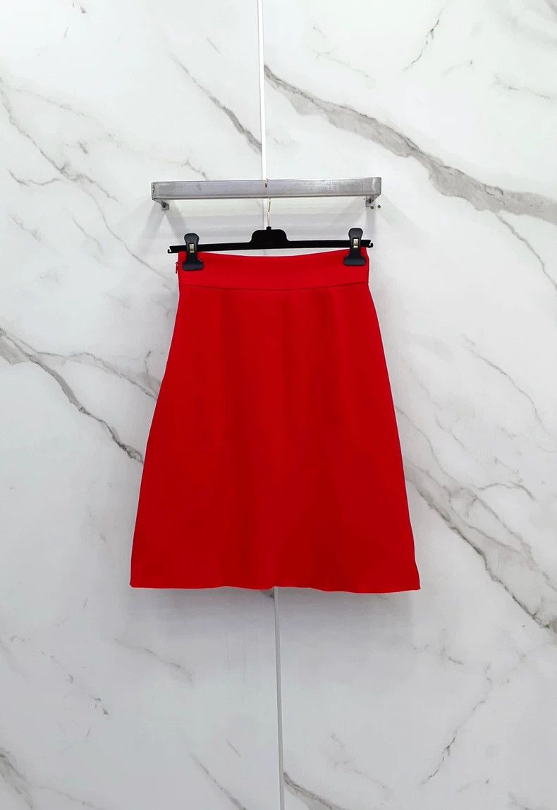 Gucci Gucci Red double G gold buckle wool silk skirt 2504-Nextarr Size 25" / US 0 / IT 36 - 2 Thumbnail