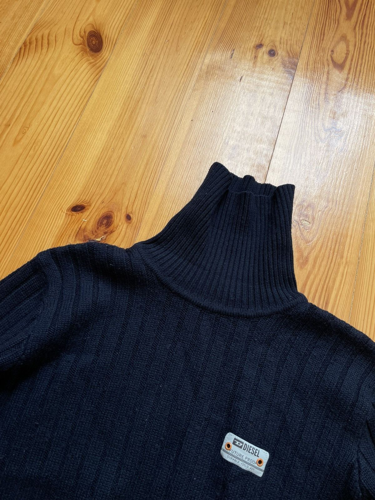 Diesel × Vintage DIESEL Logo Vintage Knit Sweater High Neck Y2K Style Size US M / EU 48-50 / 2 - 7 Thumbnail