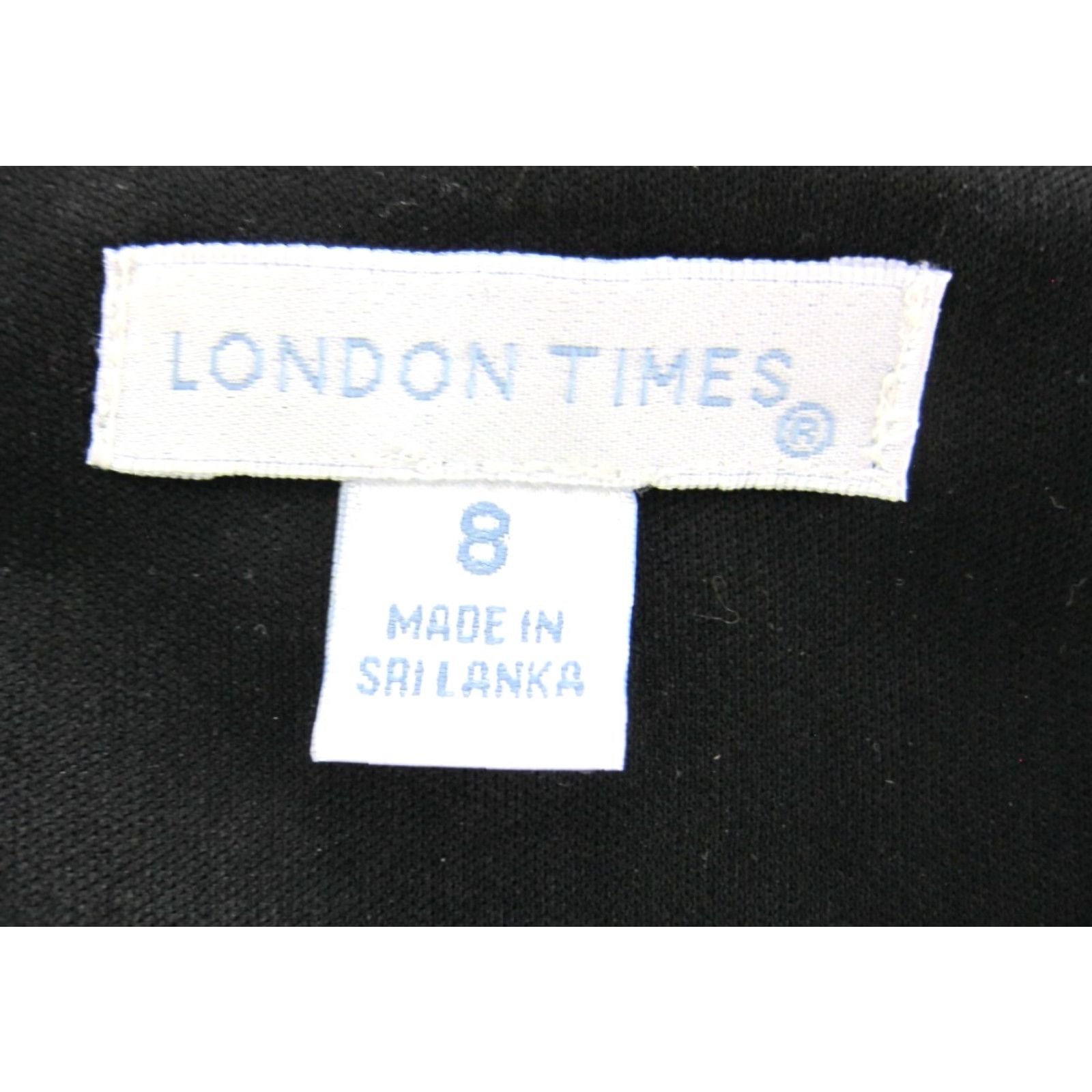 Vintage London Times Dress V-Neck Sheath 8 Black Polka Dot Stretch Sleeveless 8 Women Shirt Dress) Size M / US 6-8 / IT 42-44 - 3 Thumbnail