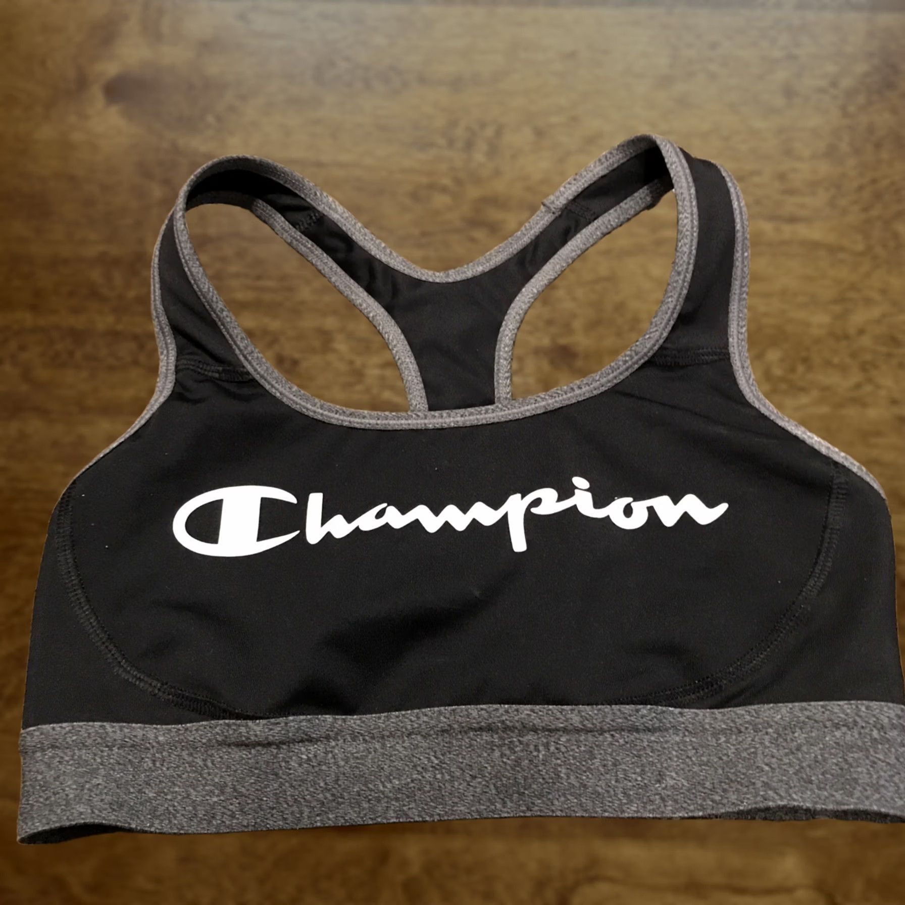 Champion Champion Sports Bra Shirt Women S Black Racerback Pullover Medium Support Activewear Adjustable Stretch Blended Polyester Size ONE SIZE - 1 Thumbnail