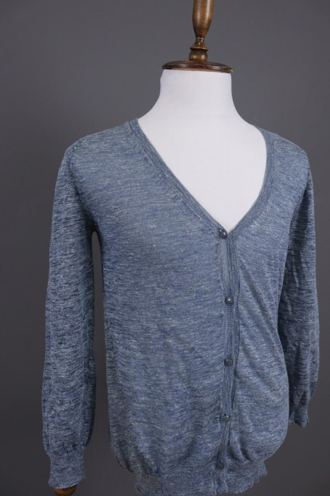 CLOSED Closed Blue Linen Knit Cardigan Sweater Size M Size US M / EU 48-50 / 2 - 6 Thumbnail