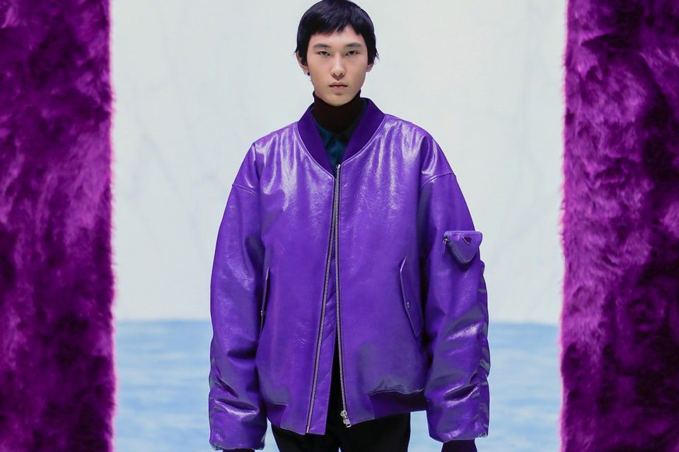 Prada Prada Nappa Leather Purple Bomber Jacket Size US L / EU 52-54 / 3 - 1 Thumbnail