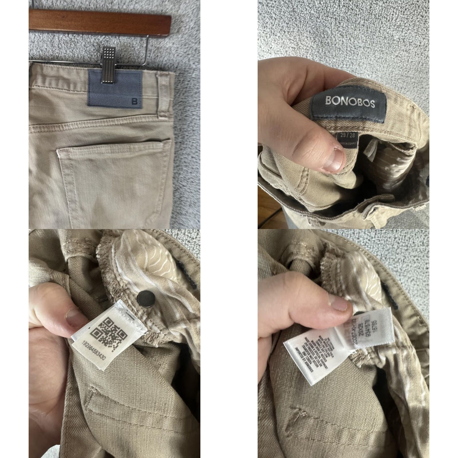 Bonobos Bonobos Jeans Mens 29x28 Beige Straight Leg Stretch Denim Casual Khaki Pants Jeans Men 29 Beige Straight Leg Size US 29 - 9 Thumbnail