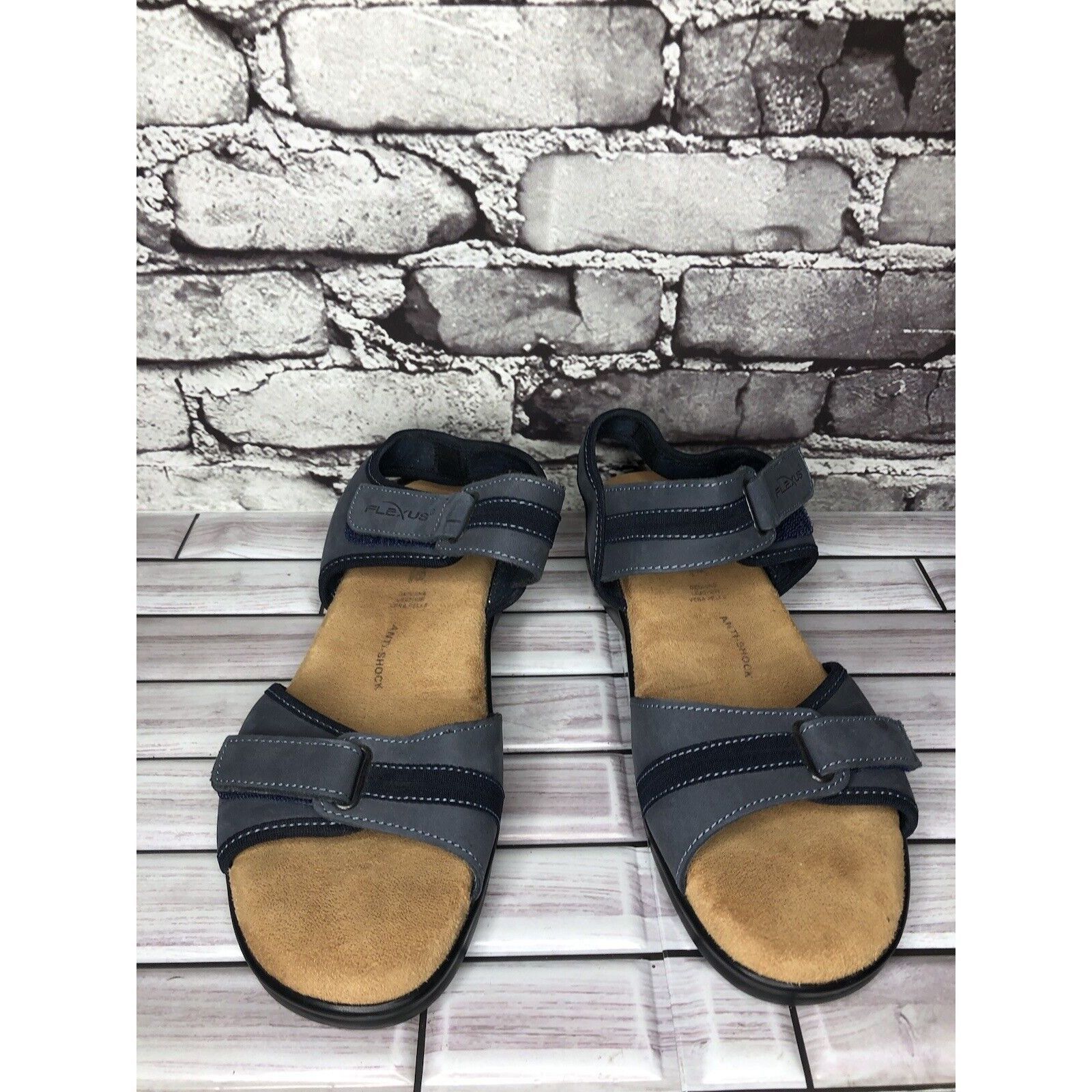 Other Flexus Spring Step Blue Leather Strap Casual Wedge Sandals W Size US 9.5 / IT 39.5 - 2 Thumbnail
