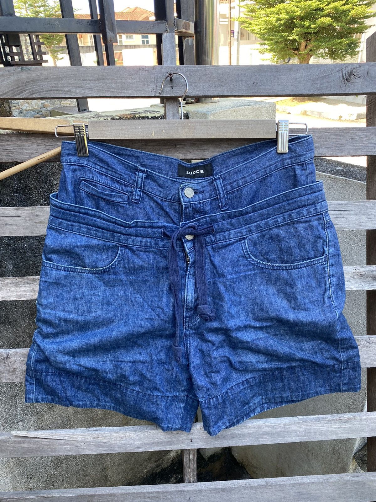 Vintage Cabane De Zucca Double Waist by Issey Miyake Shortpant Denim Size 31" - 3 Thumbnail