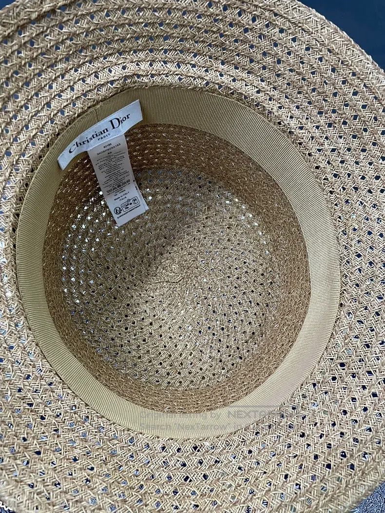 Dior Dior Size59 Pink embroidered letter webbing woven straw hat Size ONE SIZE - 5 Thumbnail