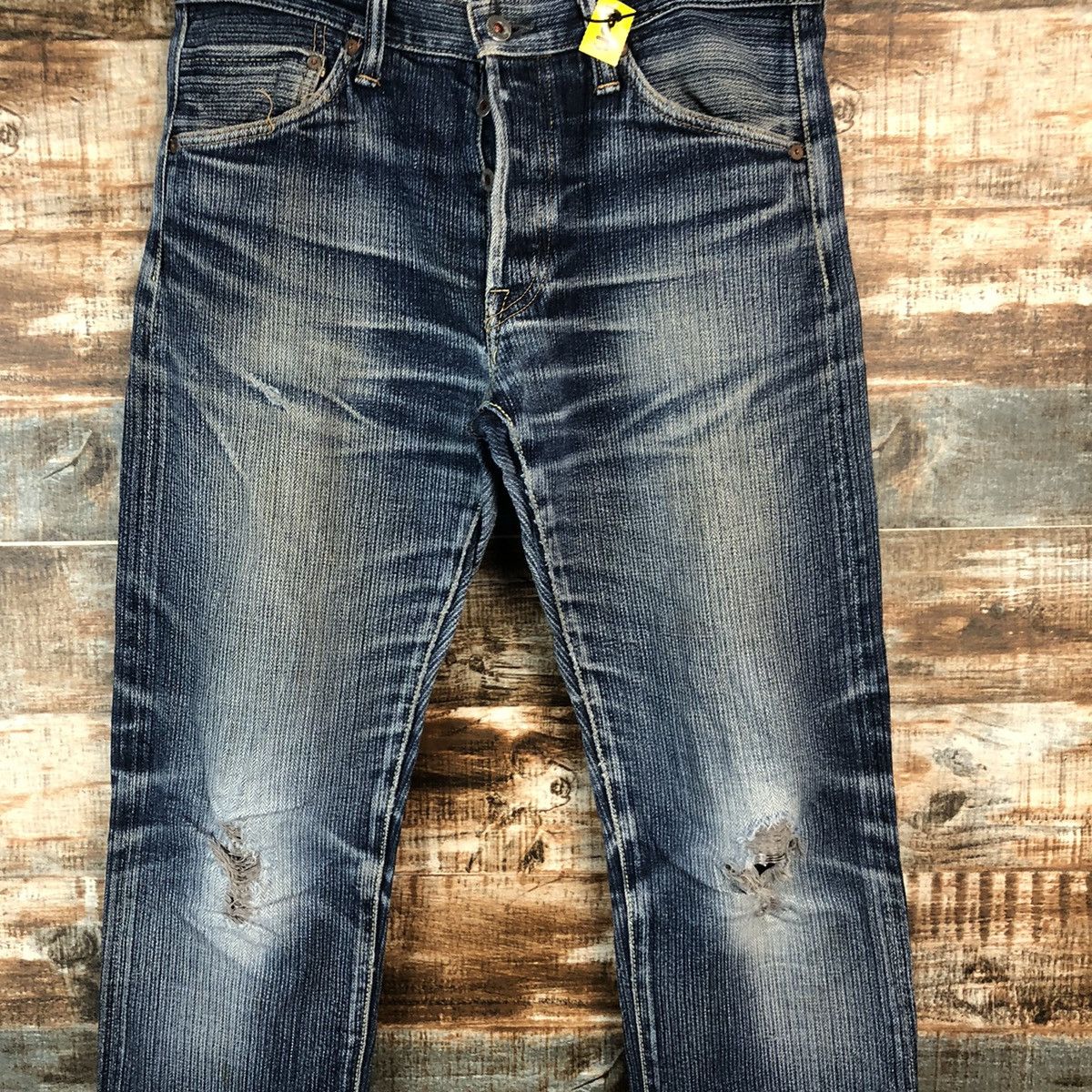 Japanese Brand DL Graph Zero Blue Distressed selvedge Denim Pants #A2073 Size US 33 - 5 Thumbnail