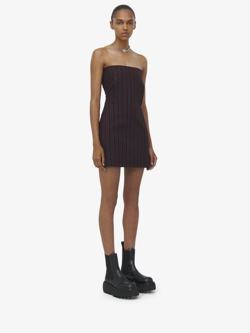 Alexander McQueen o1srvl11e0226 Pinstripe Mini Dress In Bordeaux Size L / US 10 / IT 46 - 3 Thumbnail