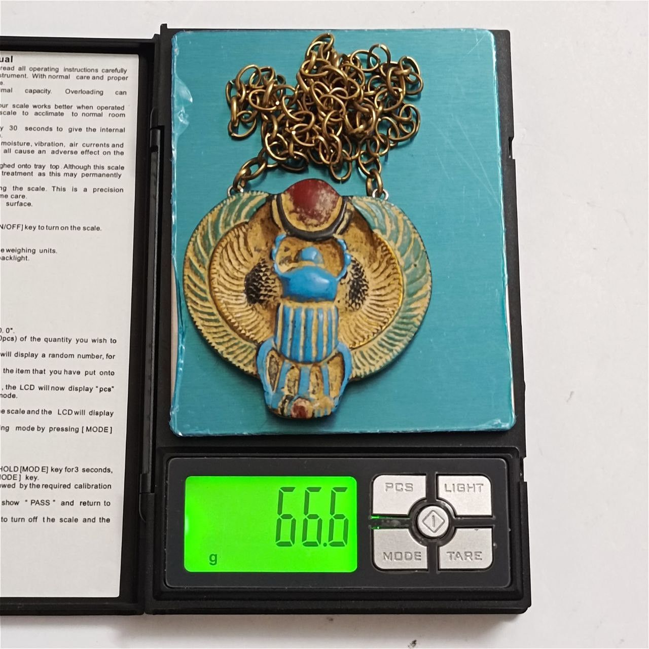 Handmade Handmade Egyptian Scarab Necklace with Wings & Red Sun Size ONE SIZE - 3 Thumbnail