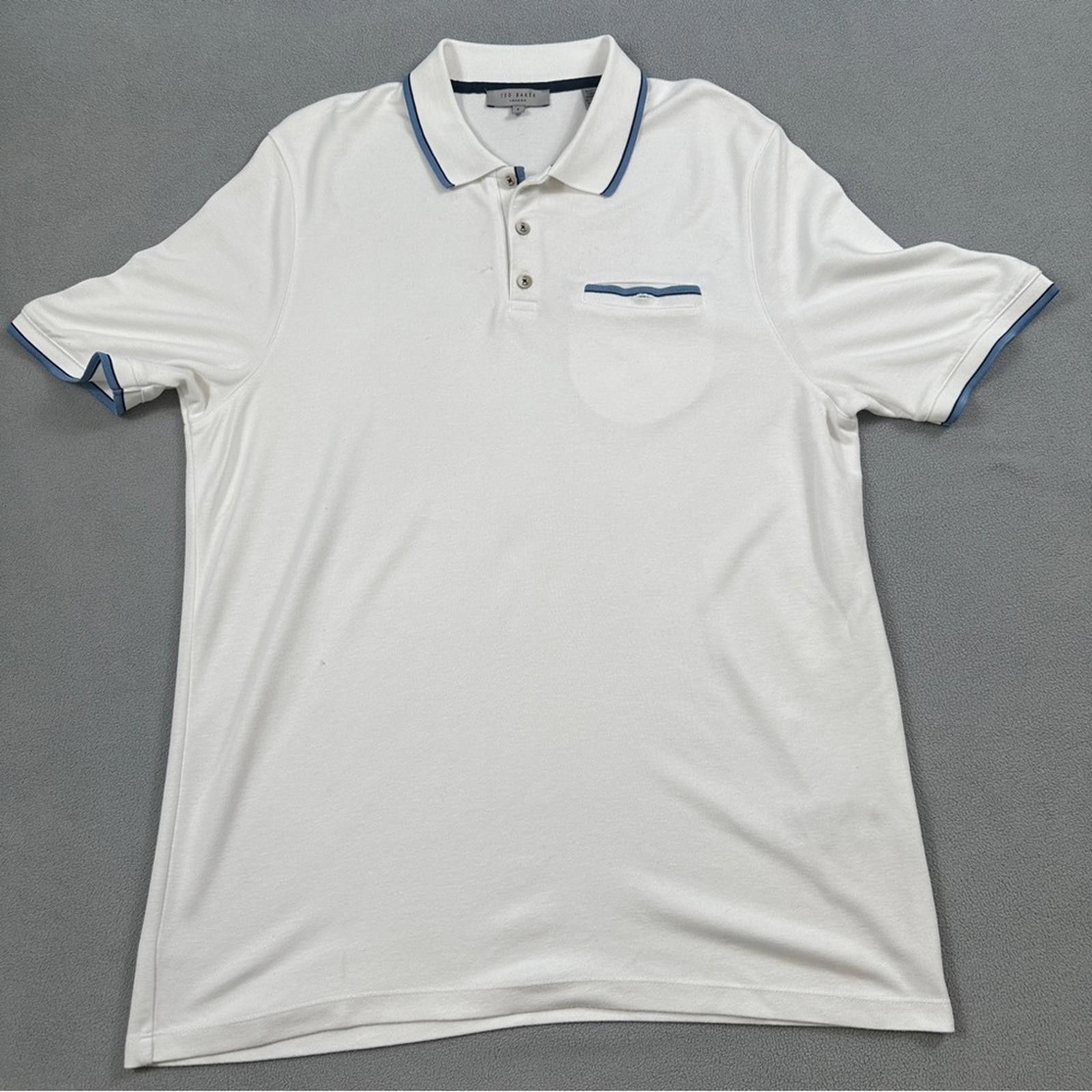 Ted Baker Ted Baker Men's White Polo Shirt Size 5 (XL) Short Sleeve Size US XL / EU 56 / 4 - 1 Thumbnail