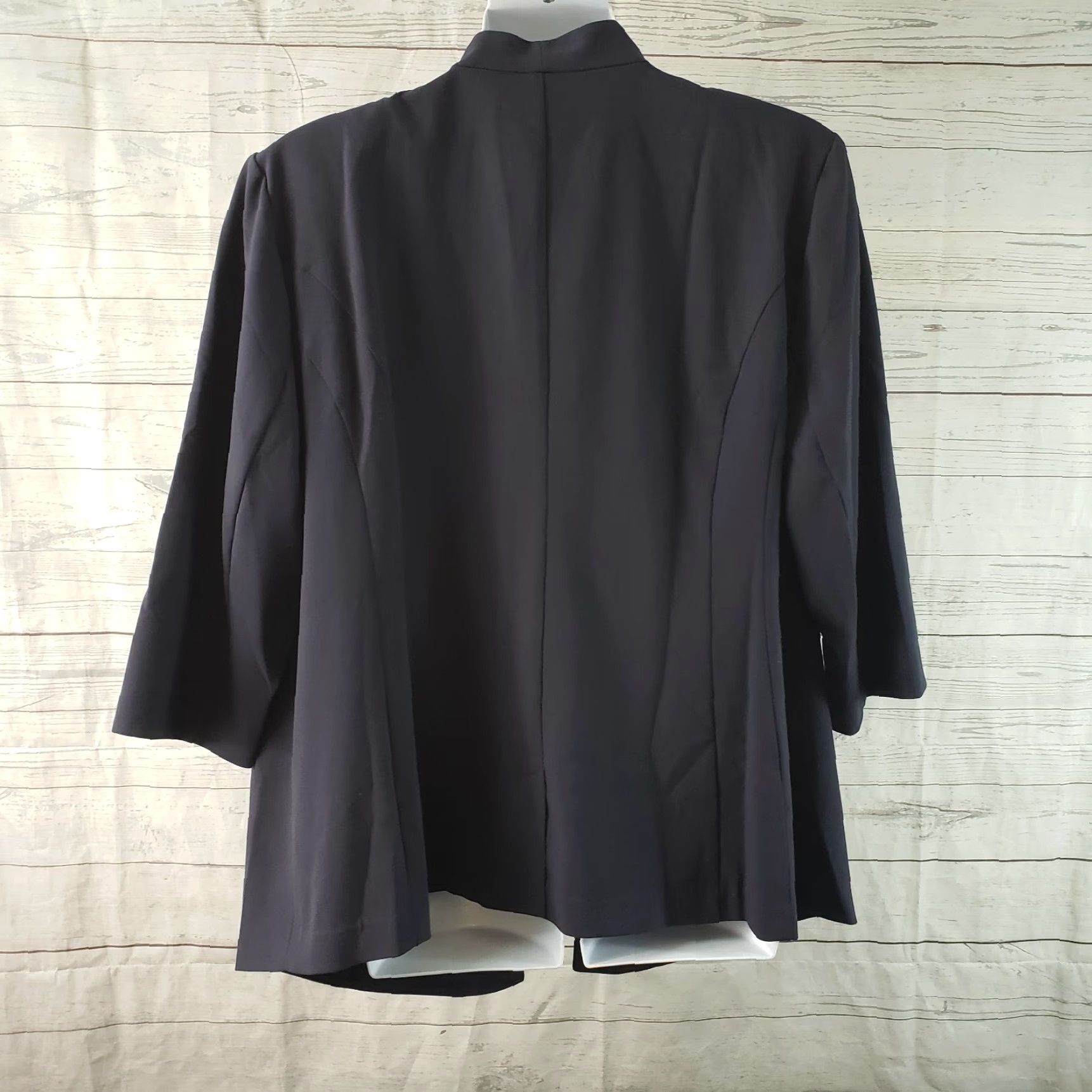 Vintage Lane Bryant Womens Zip Pockets Tailored Stretch Jacket Sz 26 Blue 3/4 Sleeve Shirt Womens Size 4XL / US 24-26 - 4 Thumbnail