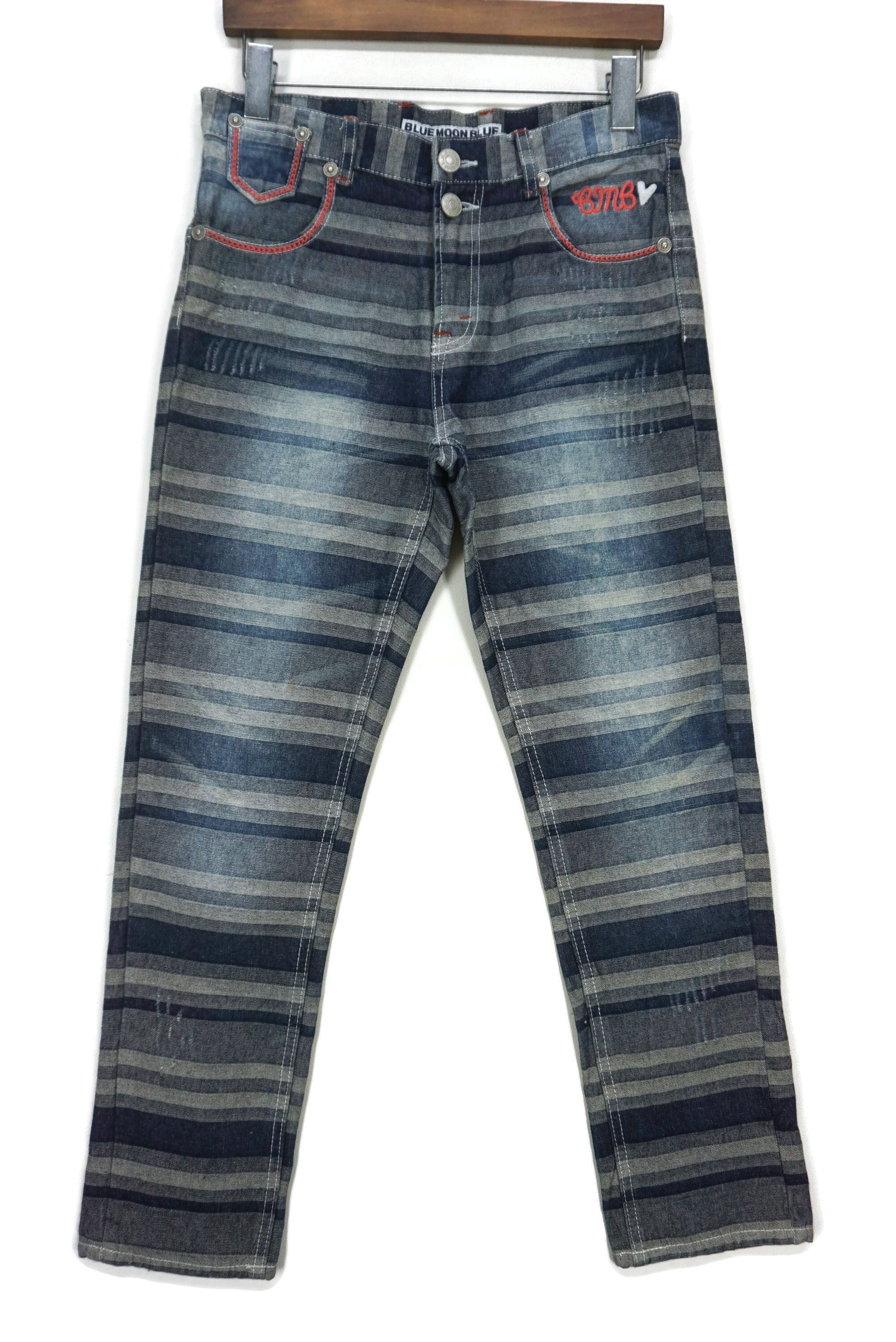 Japanese Brand Blue Moon Blue Jeans fit W31xL28 Embroidered Jacquard Denim Size 26" / US 2 / IT 38 - 2 Thumbnail