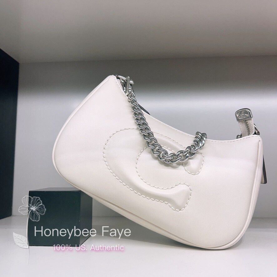 image of NWT Coach Teri Shoulder Bag With Signature Quilting in Silver/Chalk, Women's