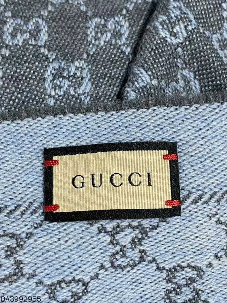 Gucci Gucci Gray Printed Wool Scarf-2506 Size ONE SIZE - 4 Thumbnail