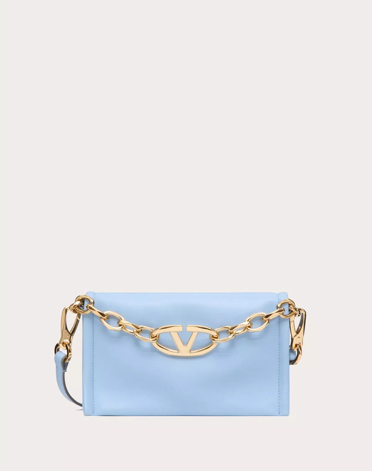 Valentino oc11z0725 Size:OS/Nappa Leather With Chain Bag in Sky Blue Size ONE SIZE - 1 Thumbnail