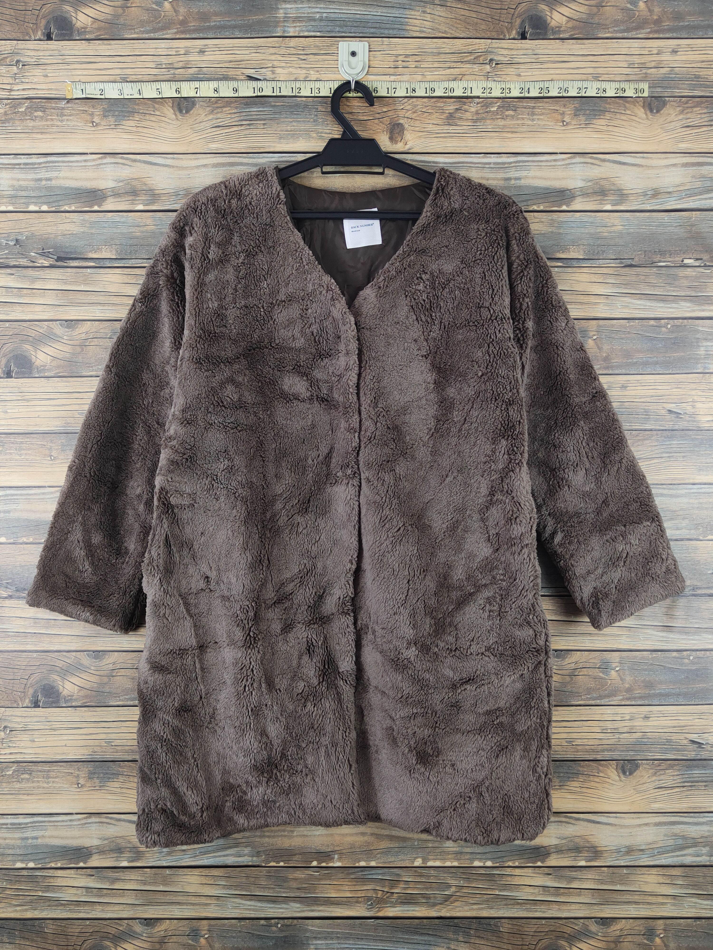 Japanese Brand × Vintage Back Number Dark Brown Fur Faux Sweater Coats Size M / US 6-8 / IT 42-44 - 1 Thumbnail