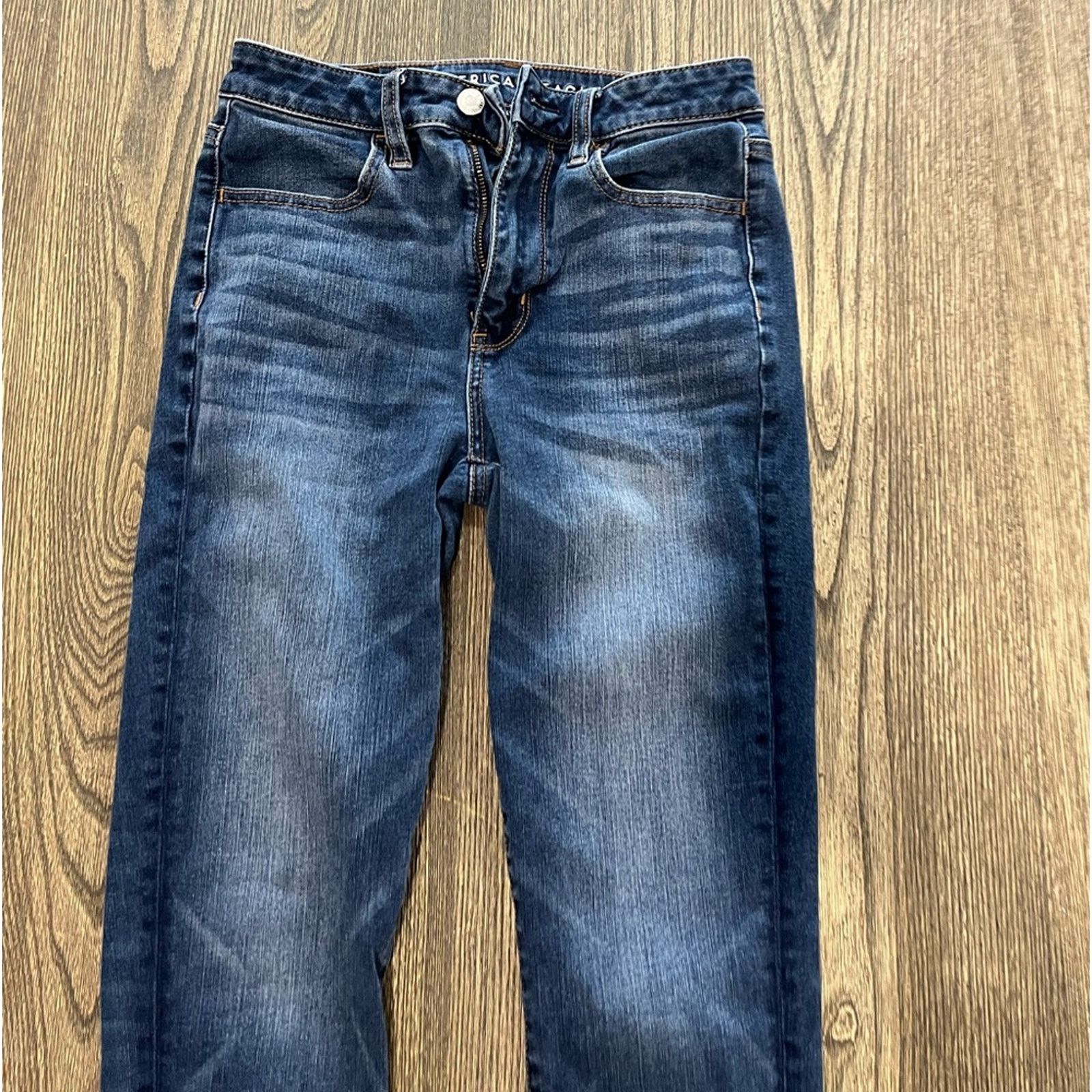 American Eagle Outfitters American Eagle Hi-Rise Skinny Jeans 360 Super Stretch Blue 2 Size 26" / US 2 / IT 38 - 3 Thumbnail
