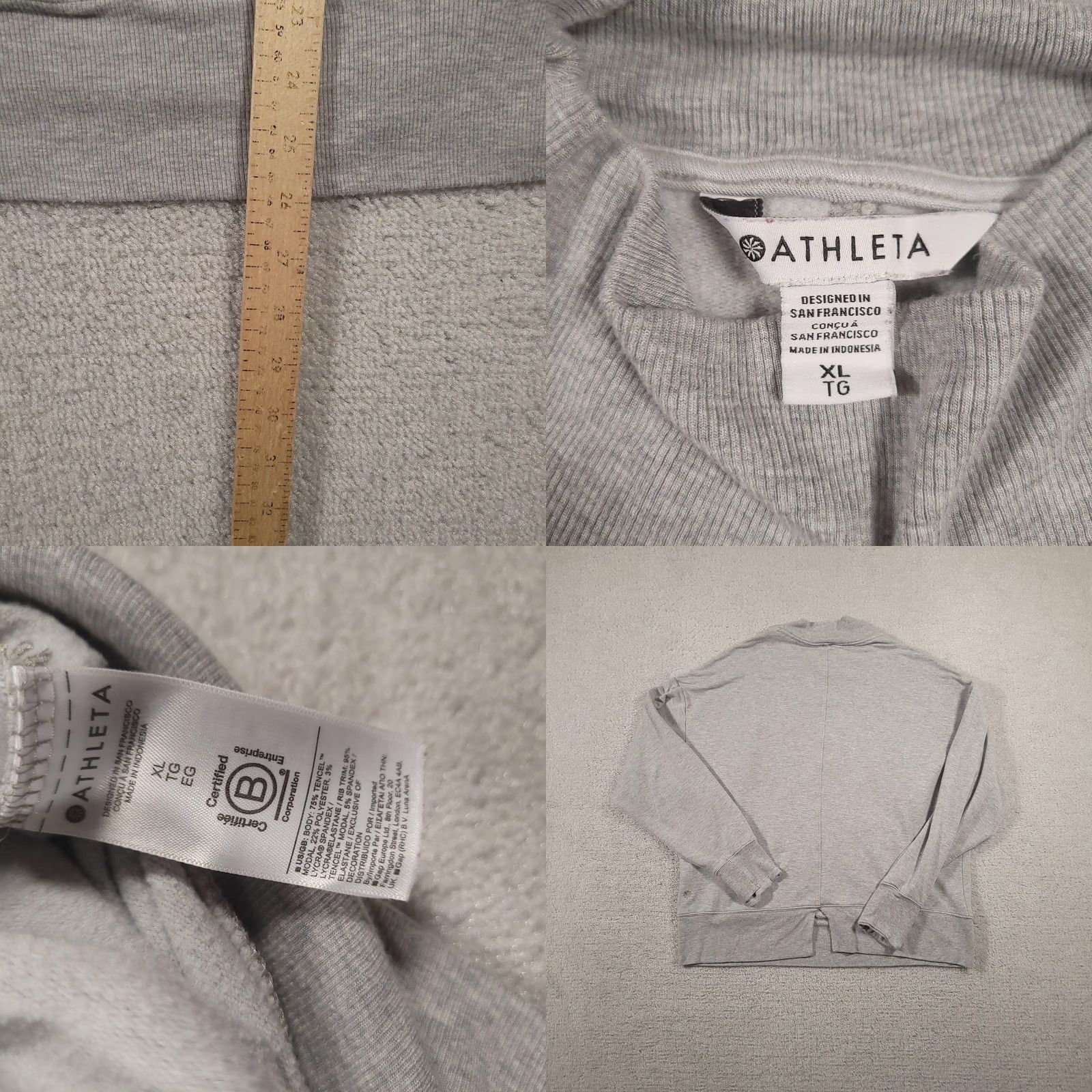 Athleta Athleta Sweatshirt Womens XL Gray V Neck Pullover Split Hem Casual Athleisure Size XL / US 12-14 / IT 48-50 - 8 Thumbnail