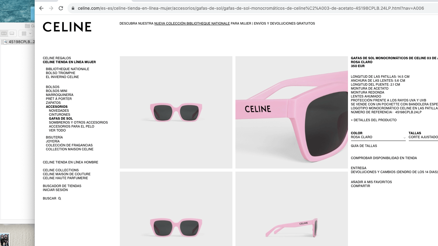 image of Never Used Unisex Hedi Slimane Celine Pink Sunglasses, Men's