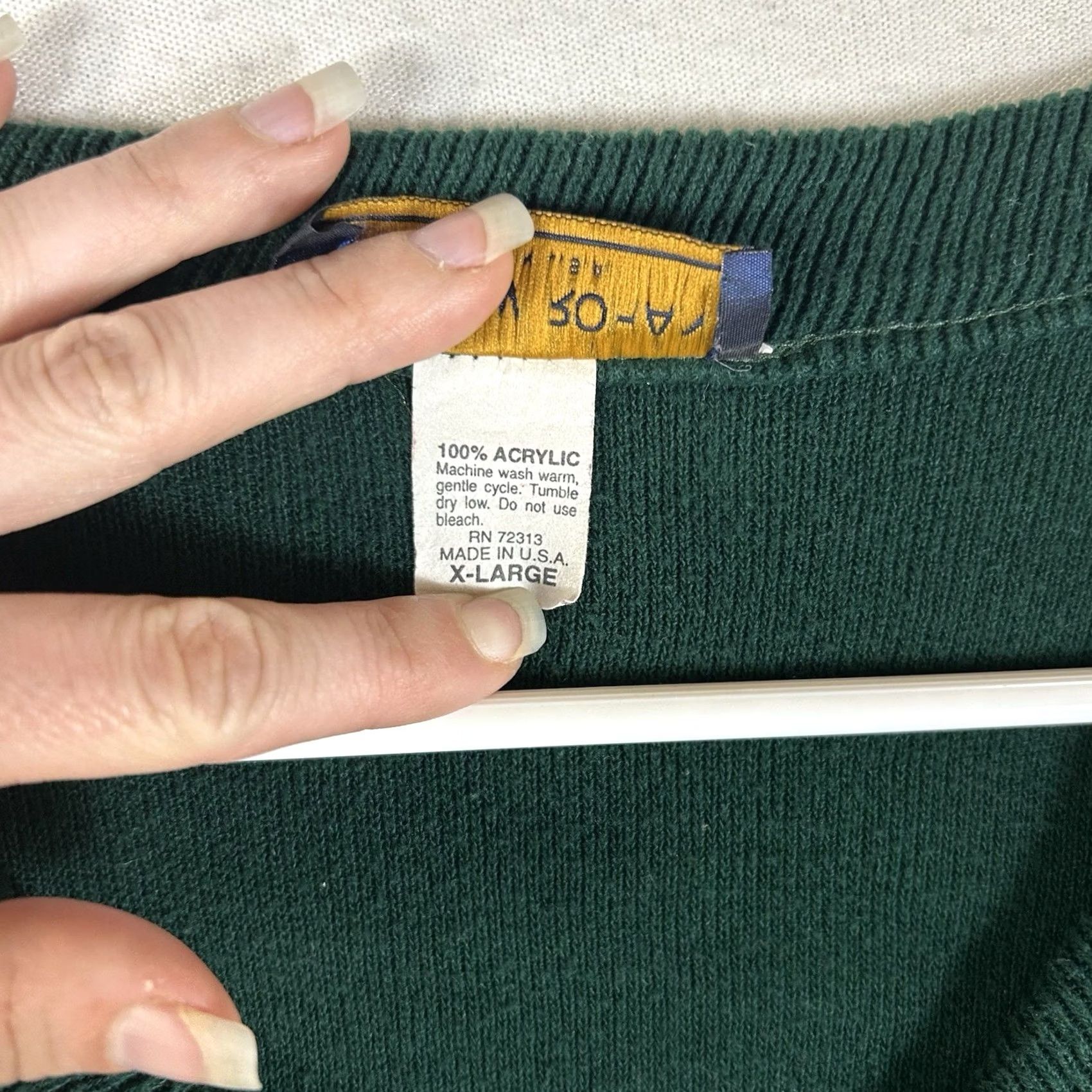 Vintage VINTAGE Andrew Rohan Green Bay Packers V-neck Sweater Mens XL Green USA Football Pullover Knit Logo Solid Size US XL / EU 56 / 4 - 4 Thumbnail