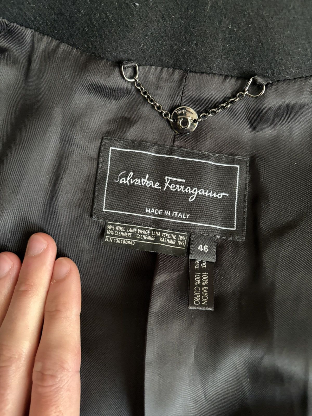 Designer × Salvatore Ferragamo Salvatore Ferragamo Vintage Wool/Cashmere Coat Made in Italy Size L / US 10 / IT 46 - 6 Thumbnail