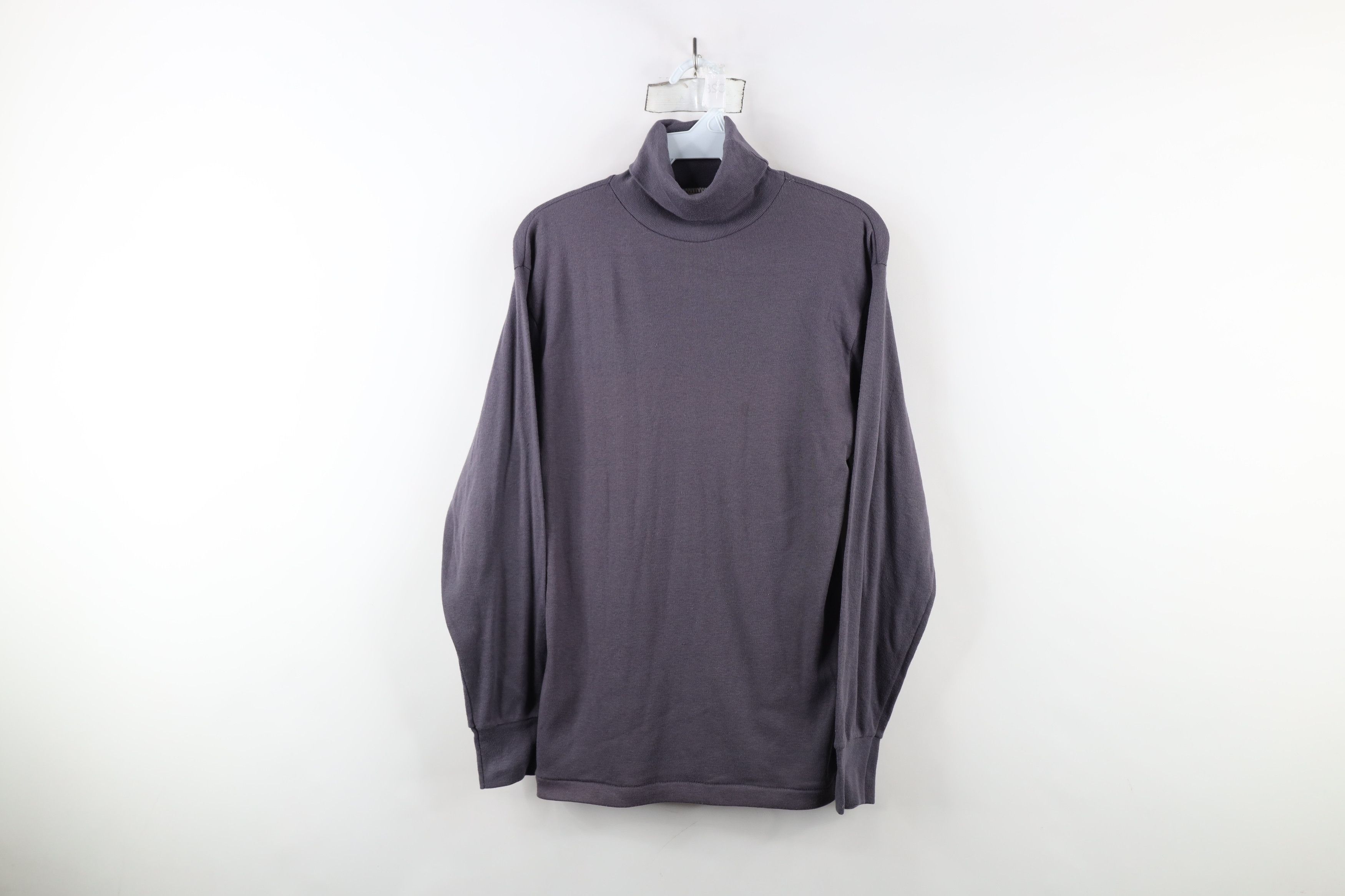 Vintage Vintage 70s Streetwear Ribbed Turtleneck T-Shirt Gray USA Size US M / EU 48-50 / 2 - 1 Thumbnail