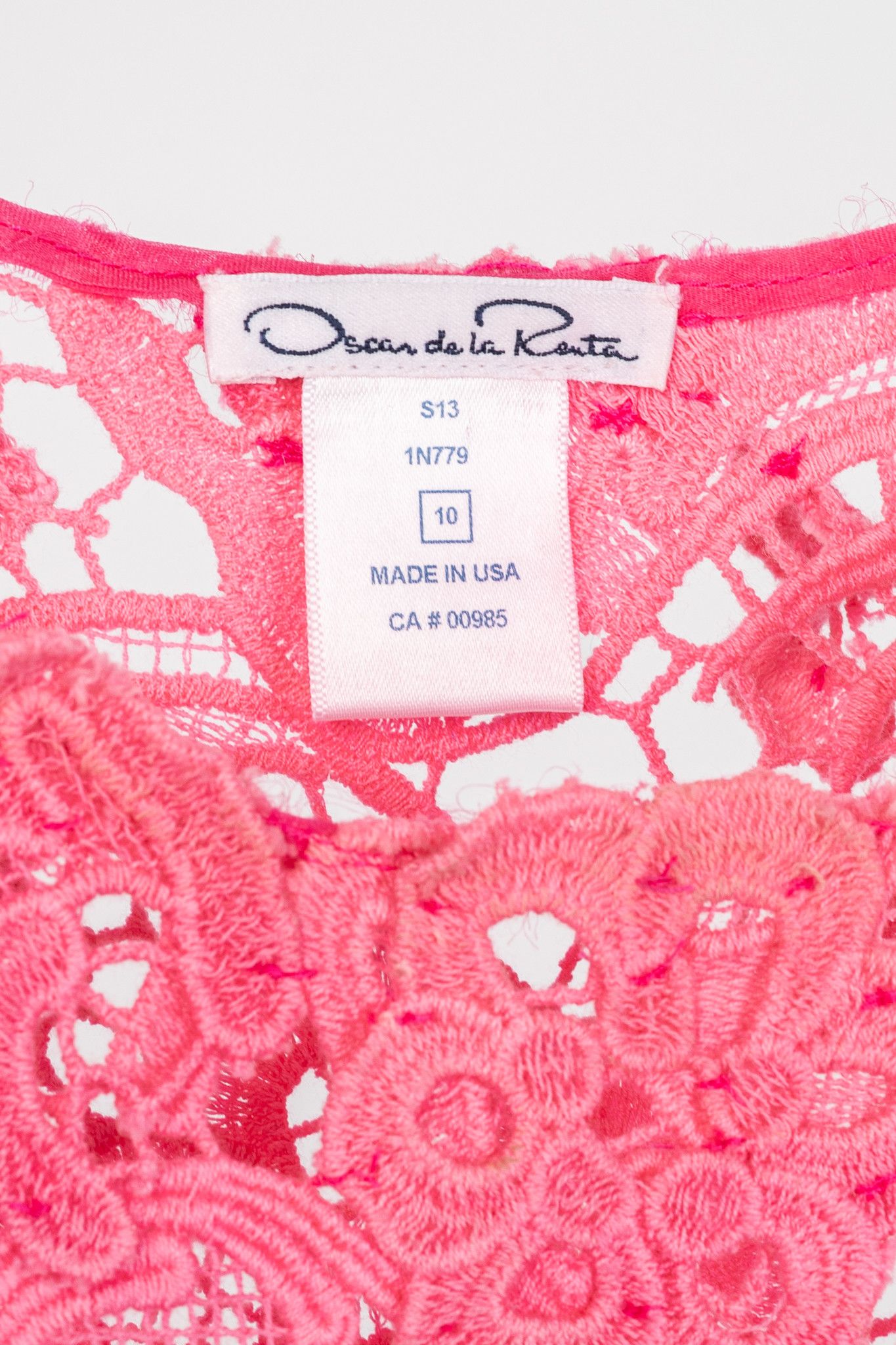 Oscar De La Renta Oscar de la Renta SS13 Runway Pink Cotton Crochet-Lace Top Size L / US 10 / IT 46 - 4 Thumbnail