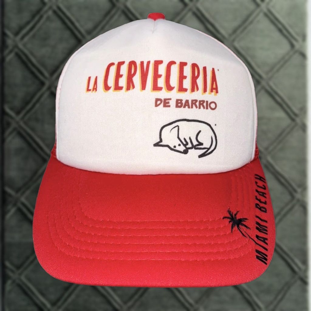 Vintage Unbranded Trucker Hat Red Beach Adjustable One Size Men La Cerveceria De Barrio Miami Beach Red Trucker Hat Adjustable Size ONE SIZE - 1 Thumbnail
