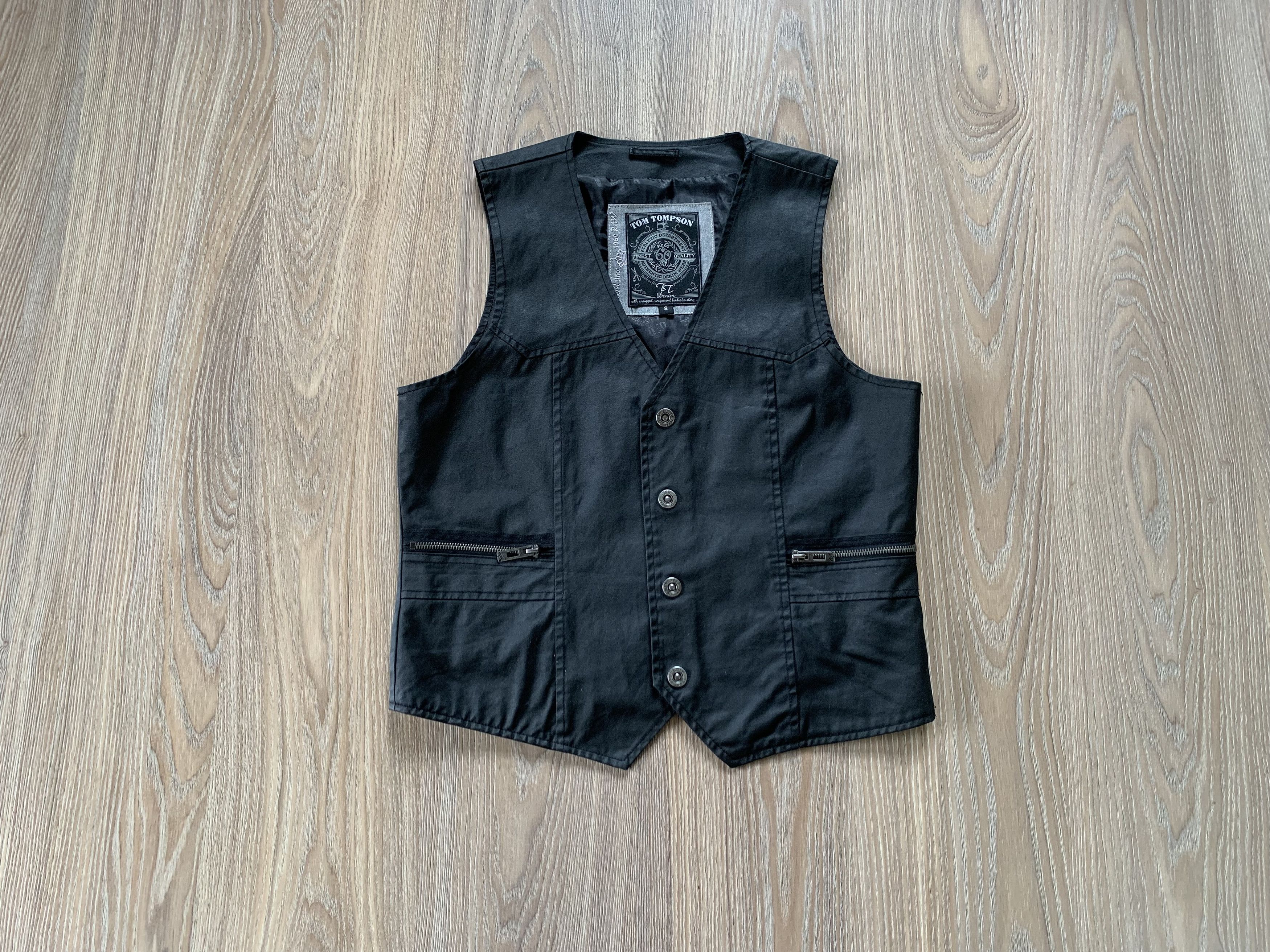 Designer Tom Tomson Black Wax Vest Size US S / EU 44-46 / 1 - 1 Thumbnail