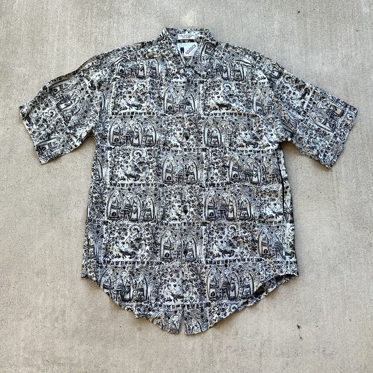 Vintage Vintage Goouch Shirt 100% Rayon All Over Pri T Tribal Hindu Size US S / EU 44-46 / 1 - 1 Thumbnail