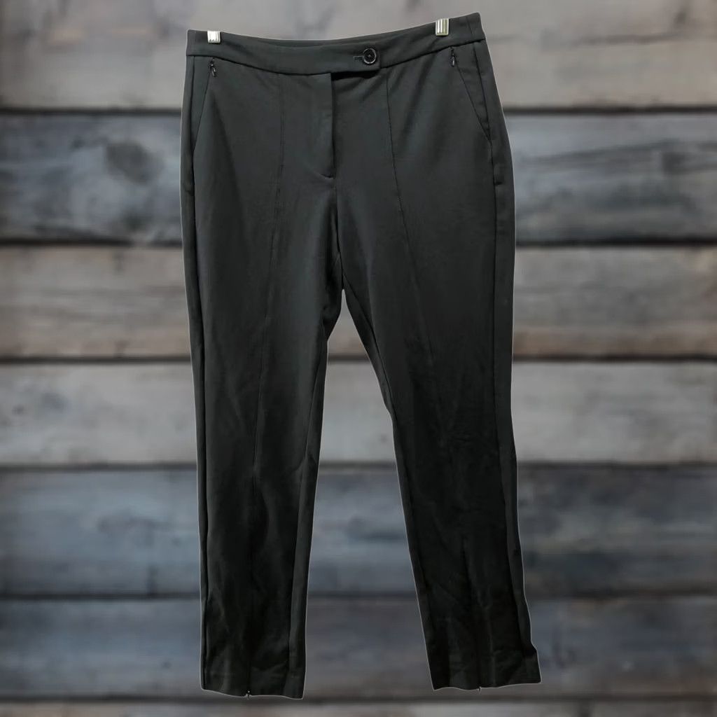 Anthropologie Anthropologie Maeve Slit Front Ponte Pants Womens 12P Black Zip Pockets Slim Size 34" / US 12 / IT 48 - 1 Thumbnail