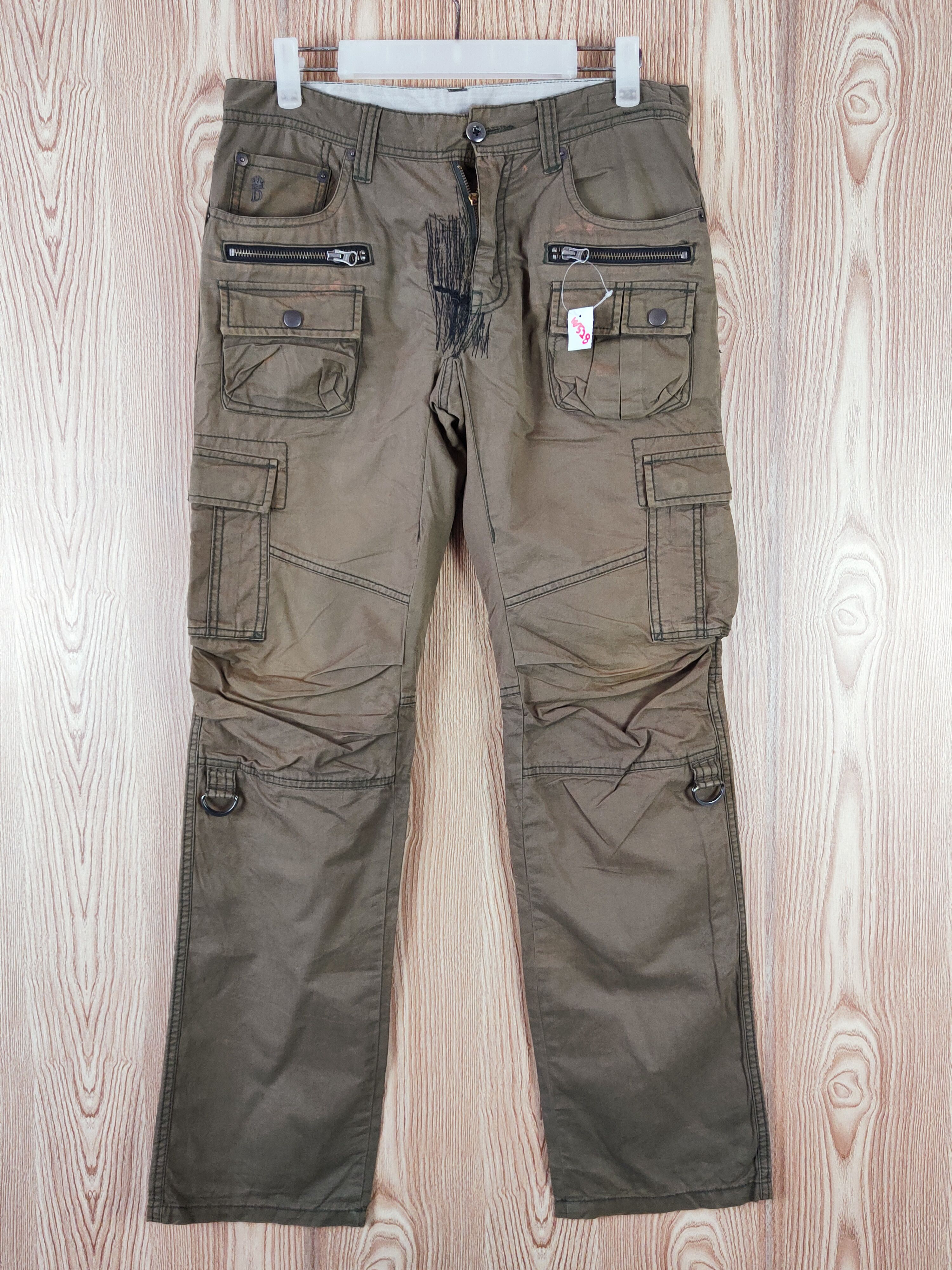 Japanese Brand DL Destrad Khaki Multipocket Tactical Cargo Pants #W528 Size US 31 - 1 Thumbnail