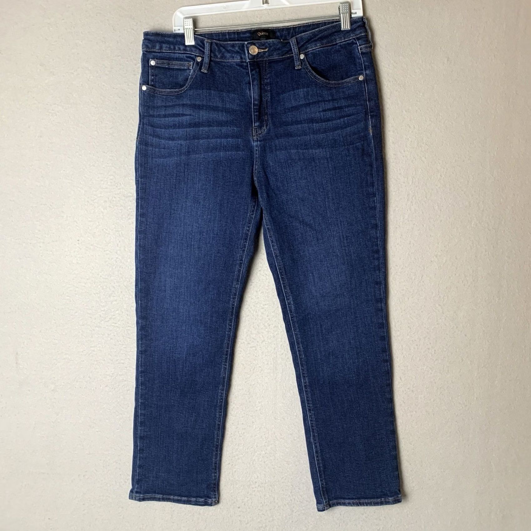 Quince Quince Jeans Women 32 Slim Straight Dark Wash Blue Denim Stretch Regular Size 24" / US 00 / IT 34 - 2 Thumbnail