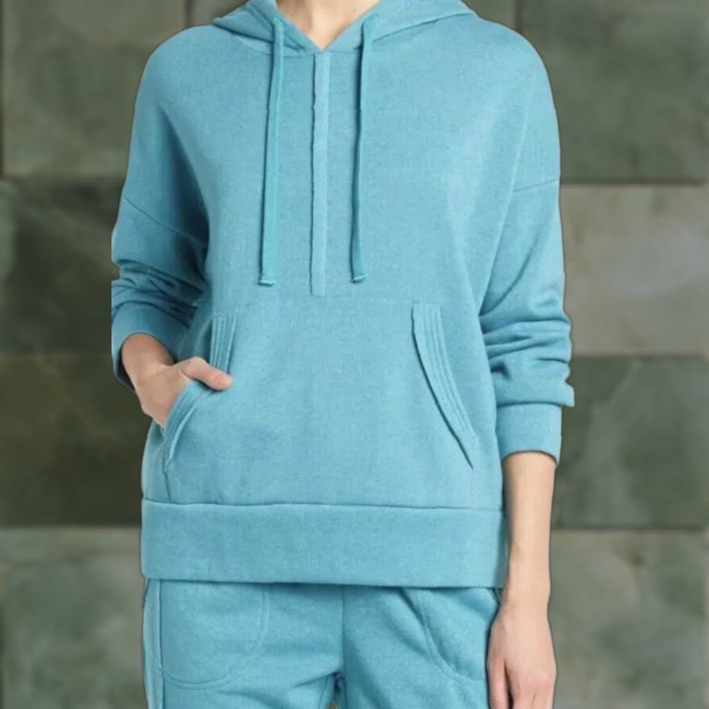 Free People FREE PEOPLE Movement Untamed Teal Hoodie Sweatshirt - Pullover Long Sleeve Hooded - M - Women - Solid Fleece Cotton Blend - All Seasons - Boho 70s Size M / US 6-8 / IT 42-44 - 1 Thumbnail