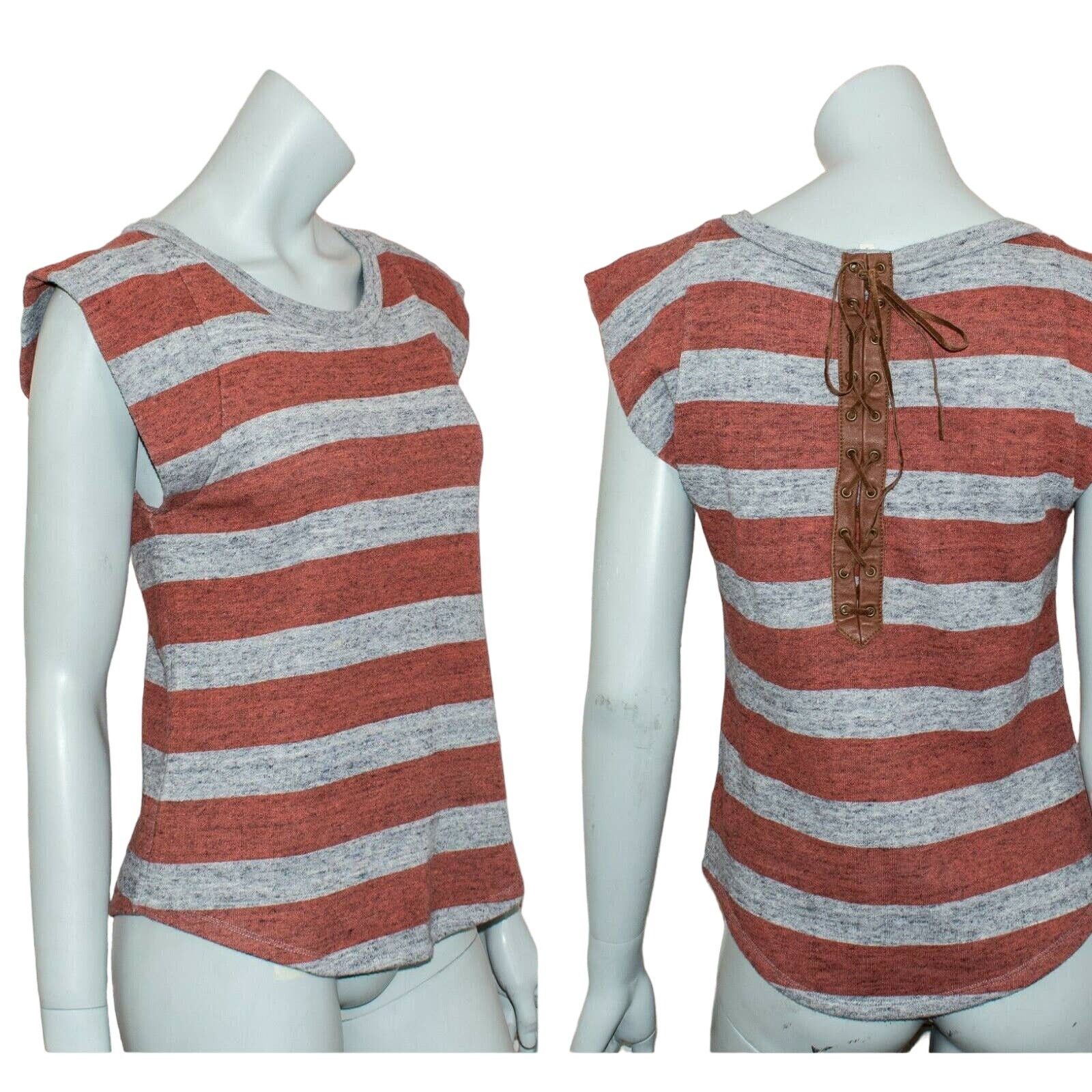 Sandro SANDRO Short Sleeve Sweatshirt Back Leather Lace up Size L / US 10 / IT 46 - 1 Thumbnail