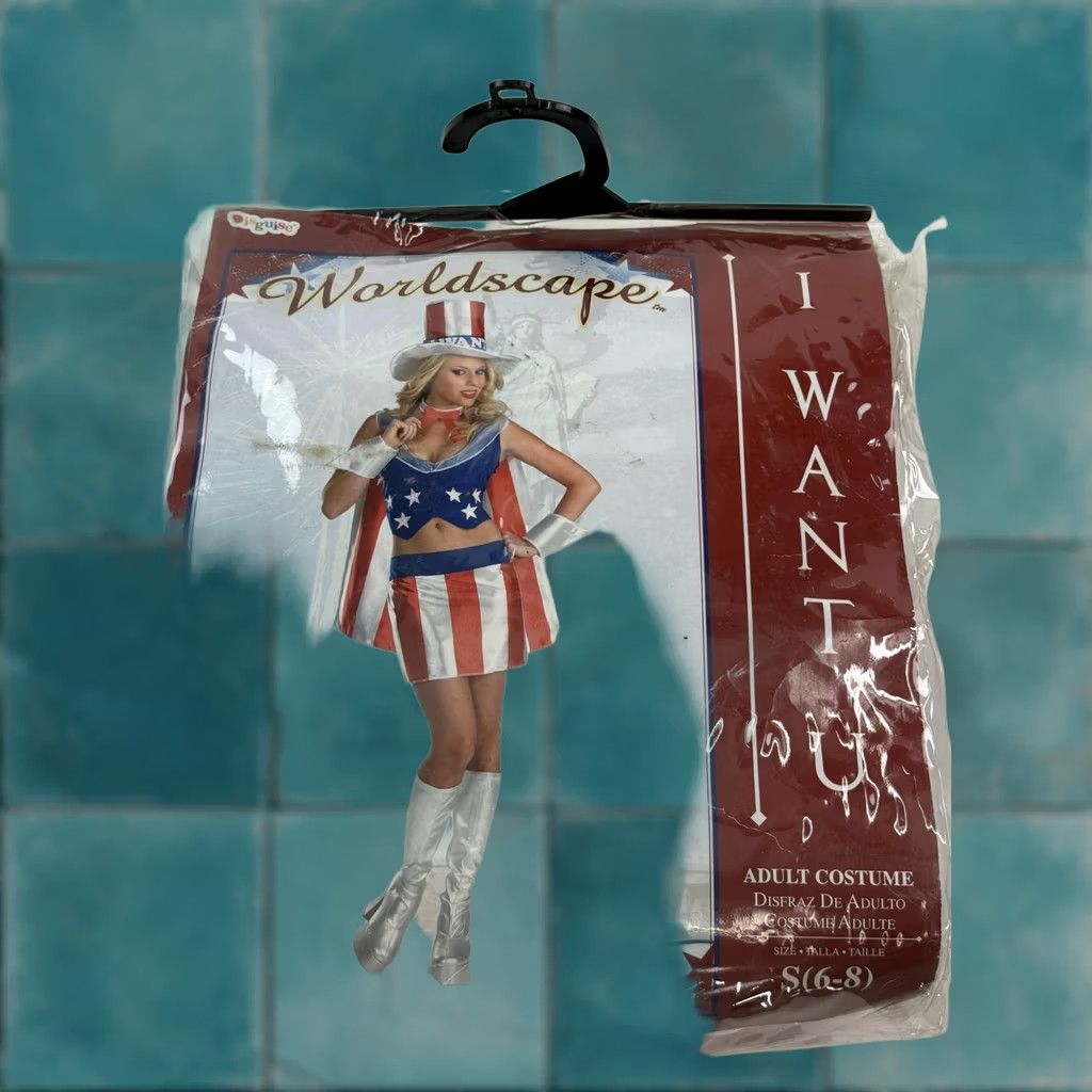 Vintage Disguise Patriotic USA Uncle Sam Tank Skirt Hat Costume Set 5 Piece Womens Small Size 28" / US 6 / IT 42 - 1 Thumbnail