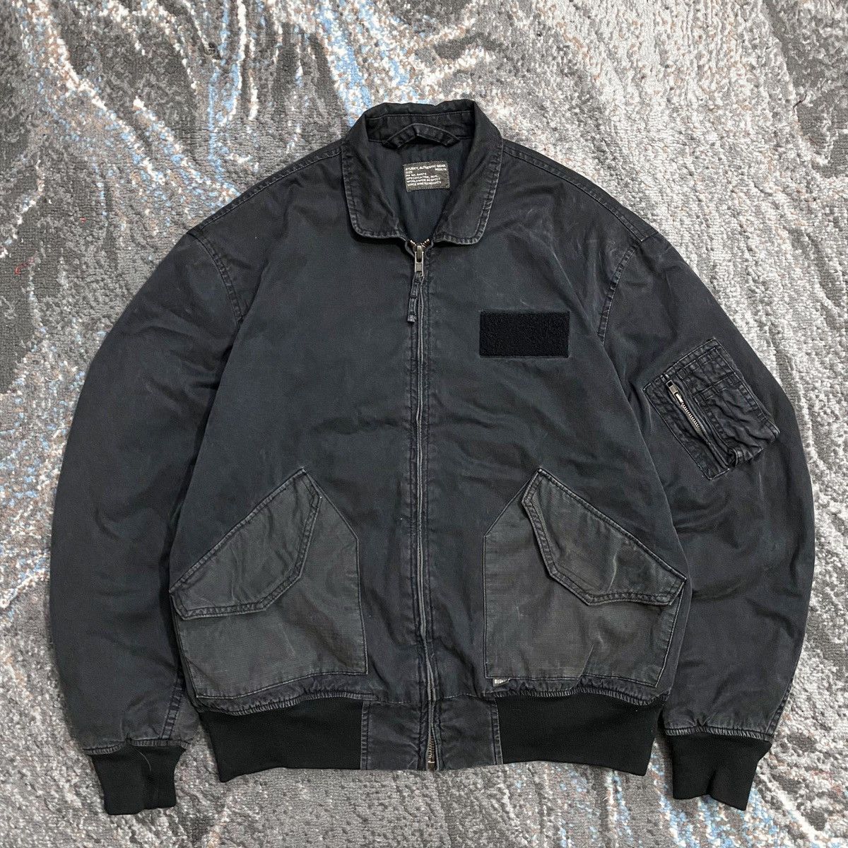 image of Vintage Stussy Mil-Spec Type Cwu45 Military Bomber Jacket in Black, Men's (Size Medium)