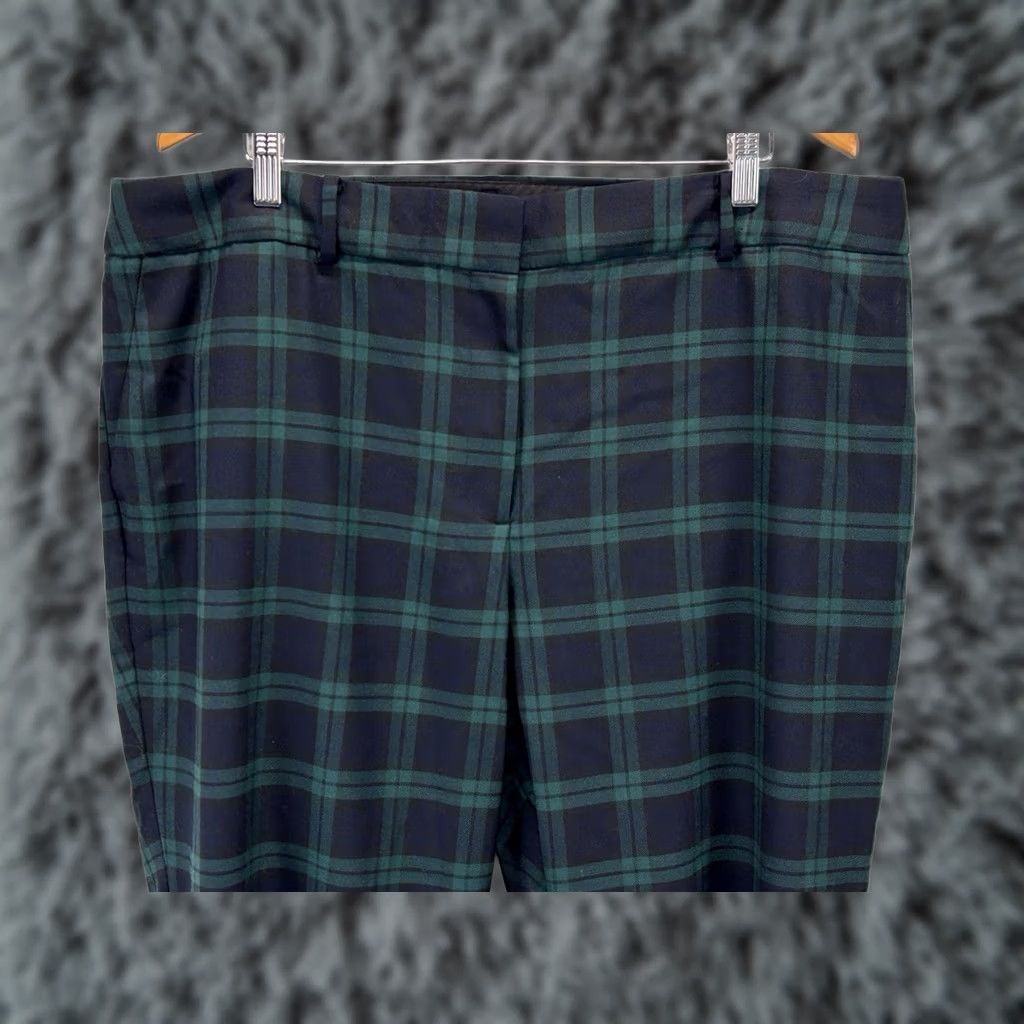 Talbots Talbots High Waist Hampshire Ankle Pants Women’s 22W Plus Wool Plaid Navy Size 40" / US 18 - 1 Thumbnail