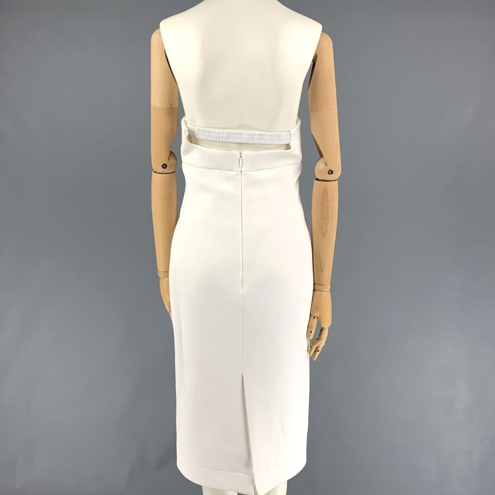 Yves Saint Laurent SAINT LAURENT Strapless Cut-Out Cocktail Dress White Viscose Size 2 Size XS / US 0-2 / IT 36-38 - 3 Thumbnail