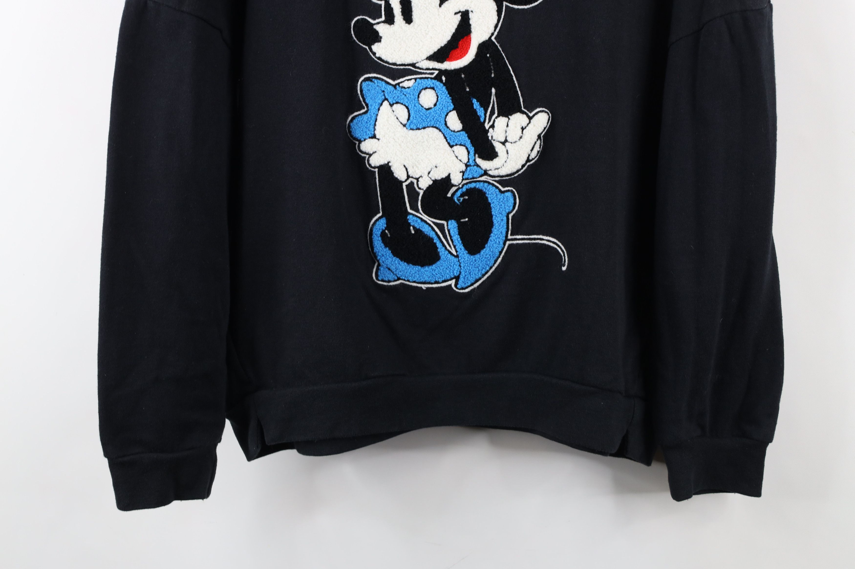 Disney × Vintage Vintage Disney Cropped Felt Patch Minnie Mouse Sweatshirt Size L / US 10 / IT 46 - 3 Thumbnail
