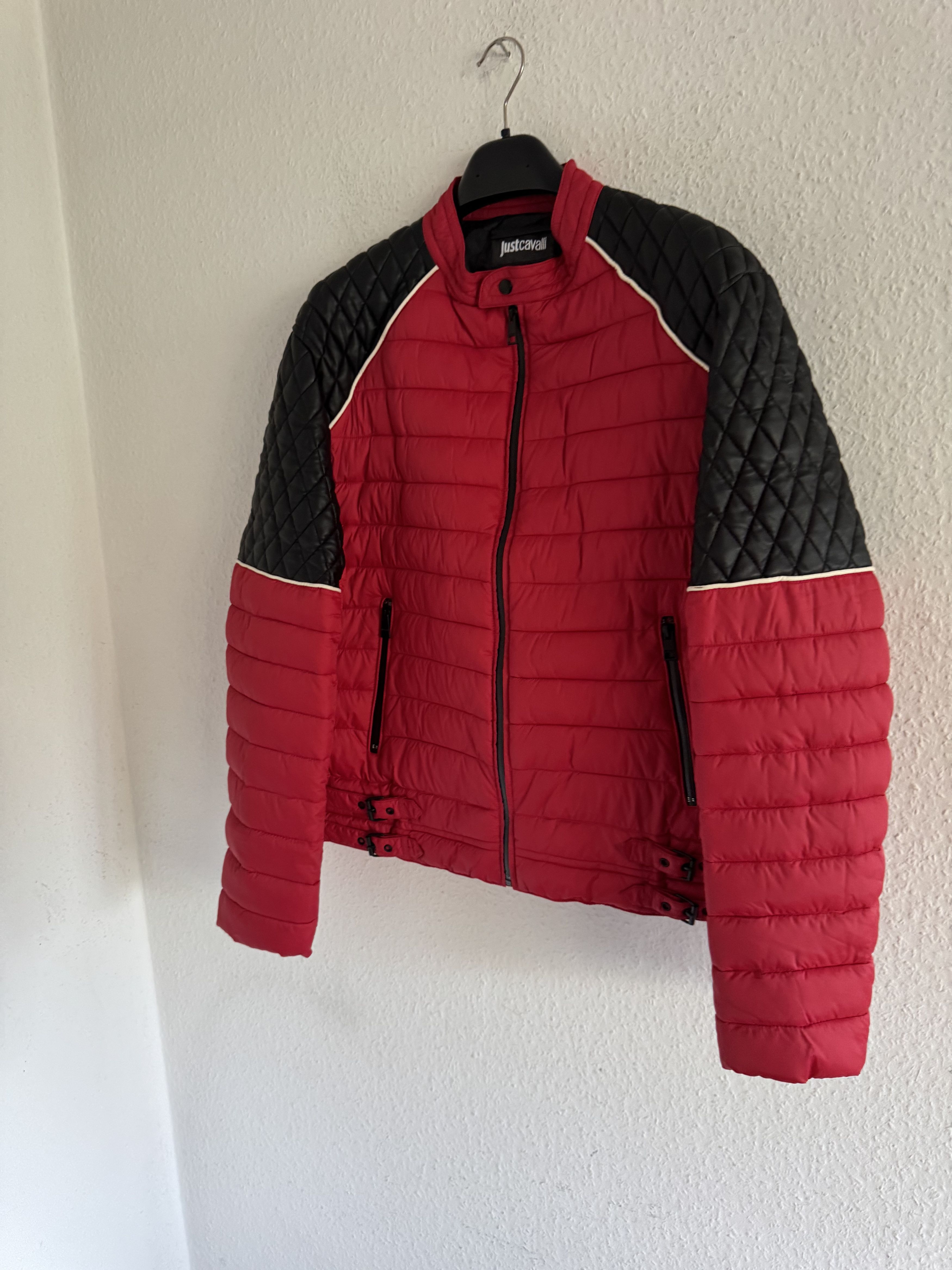 Just Cavalli Quilted Biker Down Jacket With Leather Shoulders Size US XXL / EU 58 / 5 - 2 Thumbnail